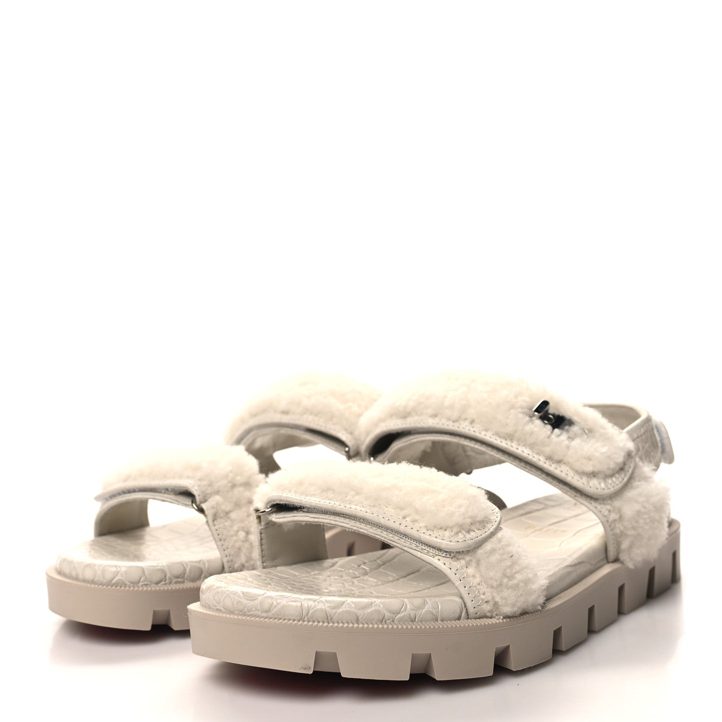 Shearling Lock Sandals 38 White