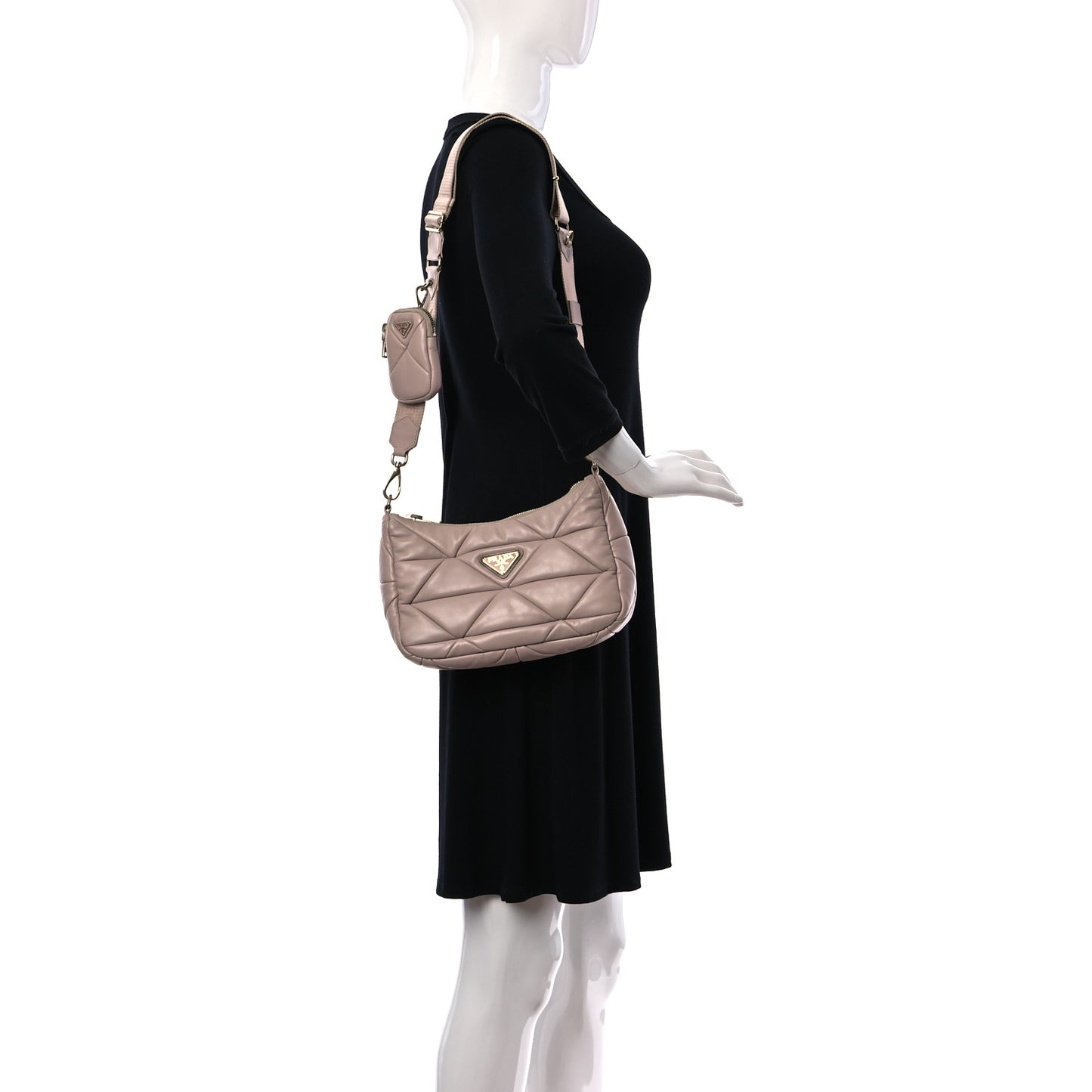 Nappa Re-Nylon Triangle Quilted Patchwork System Shoulder Bag Ninfea
