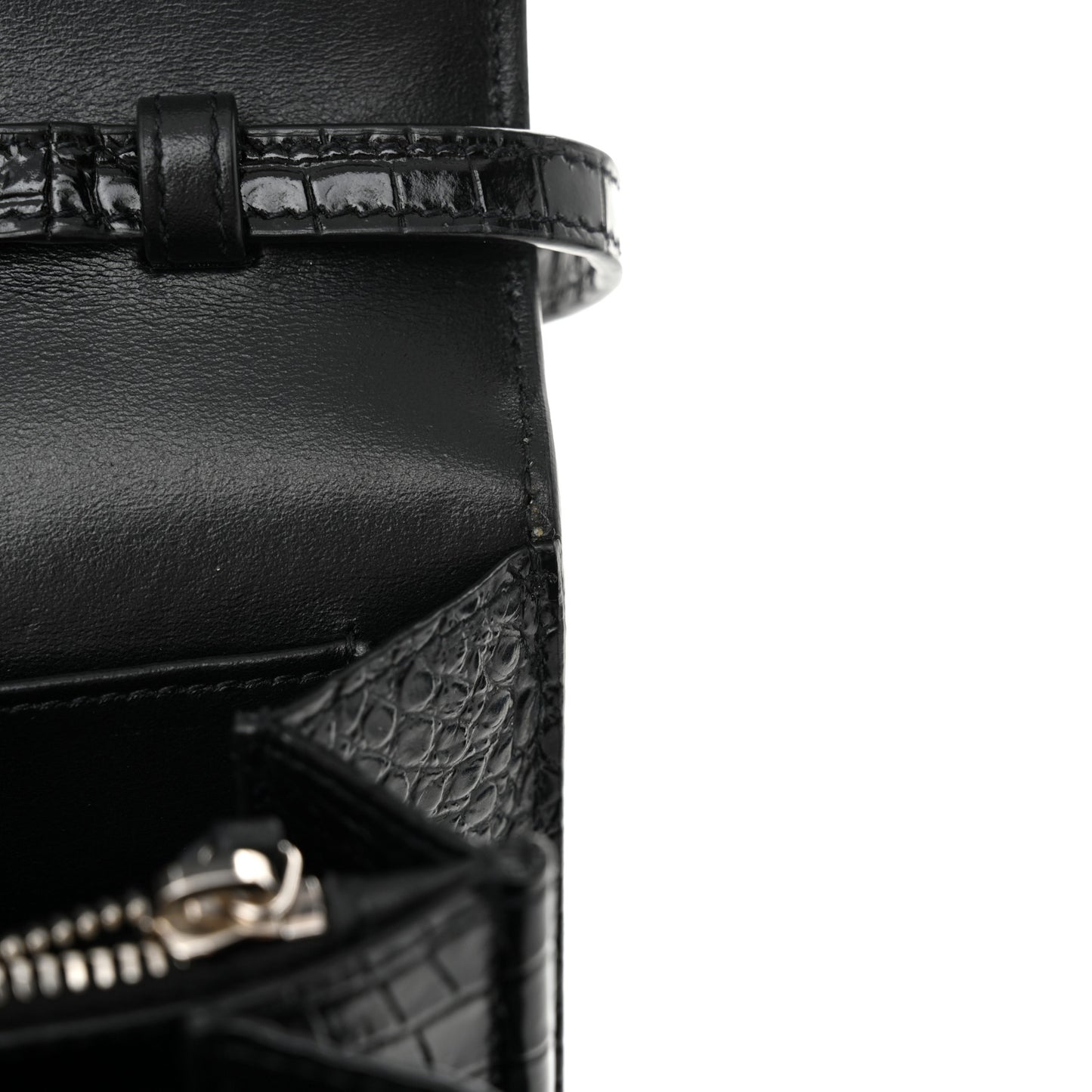 Calfskin Crocodile Embossed Monogram Uptown Crossbody Black