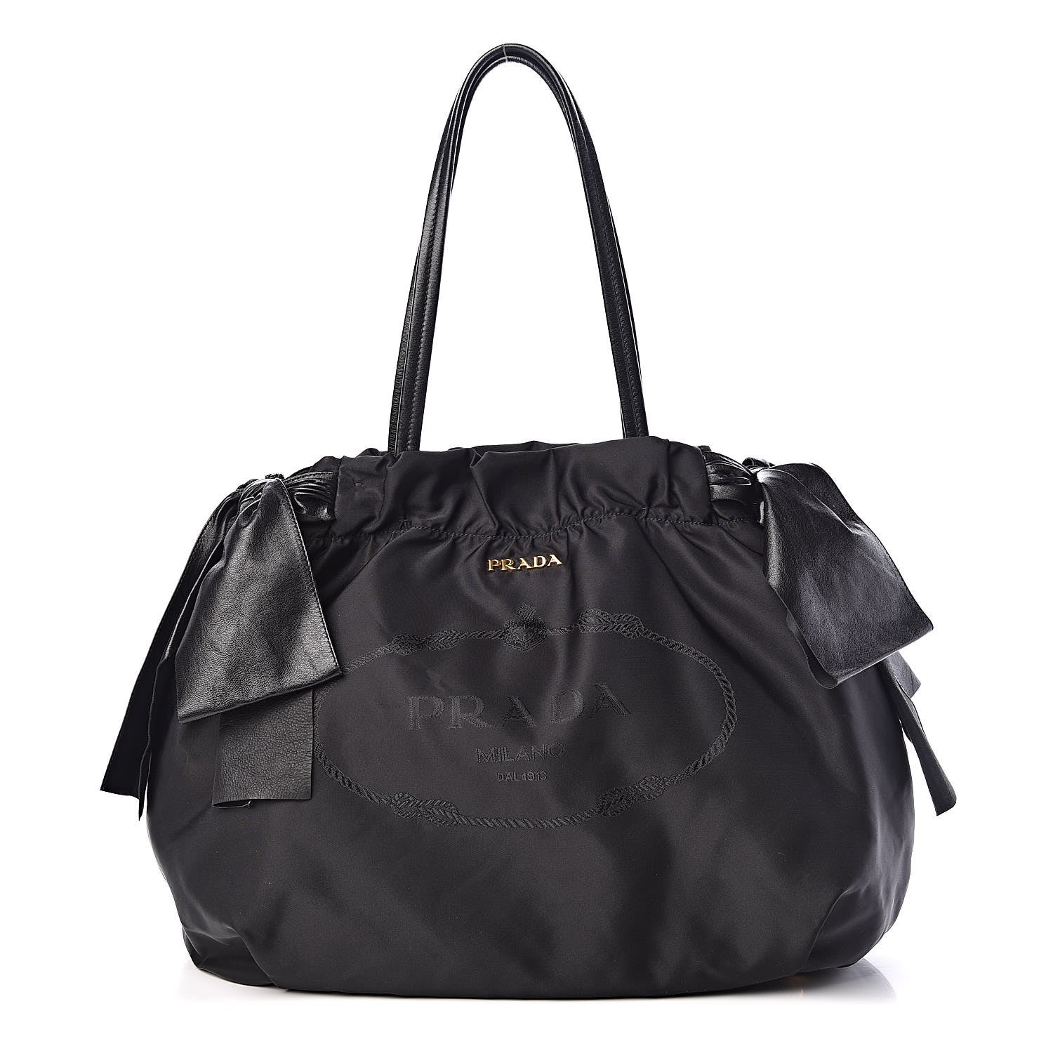 Prada Tessuto Nylon Jacquard Logo Bow Bag Black 432223 – FASHIONPHILE