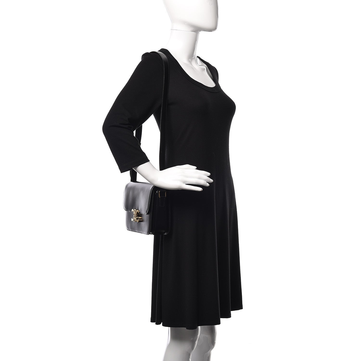 Celine Shiny Calfskin Medium Triomphe Black 2 of 10