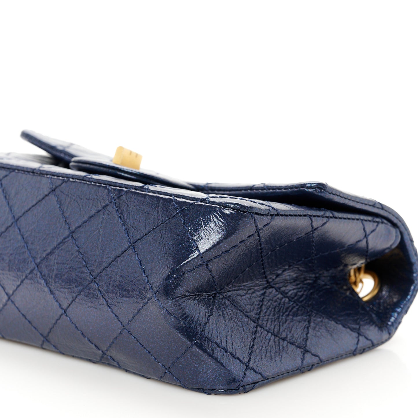 Iridescent Aged Calfskin Quilted 2.55 Reissue Mini Flap Navy