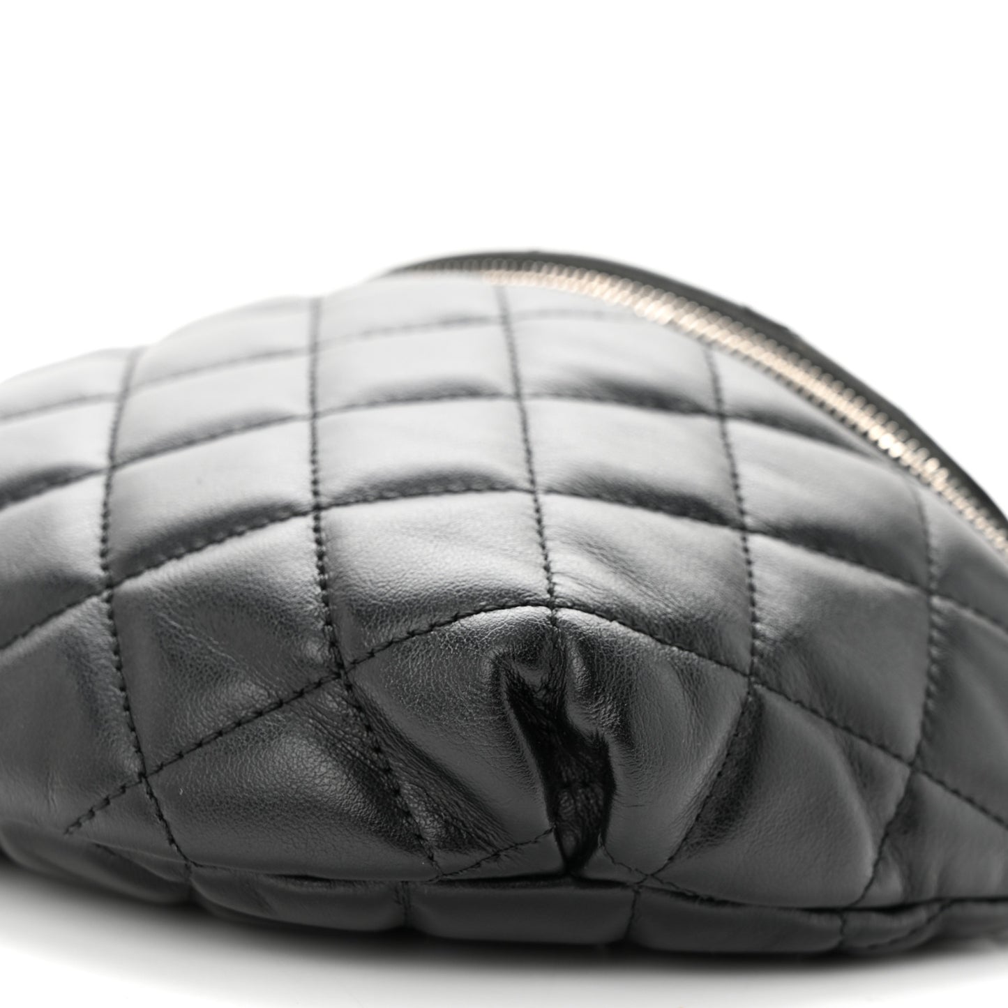 Calfskin Quilted Waist Belt Bag Black