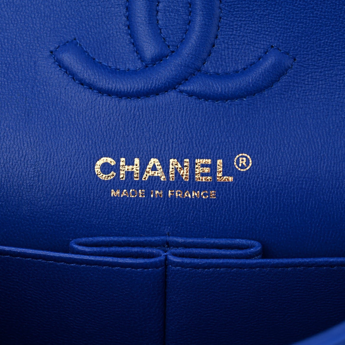 Caviar Chevron Quilted Small Double Flap Blue