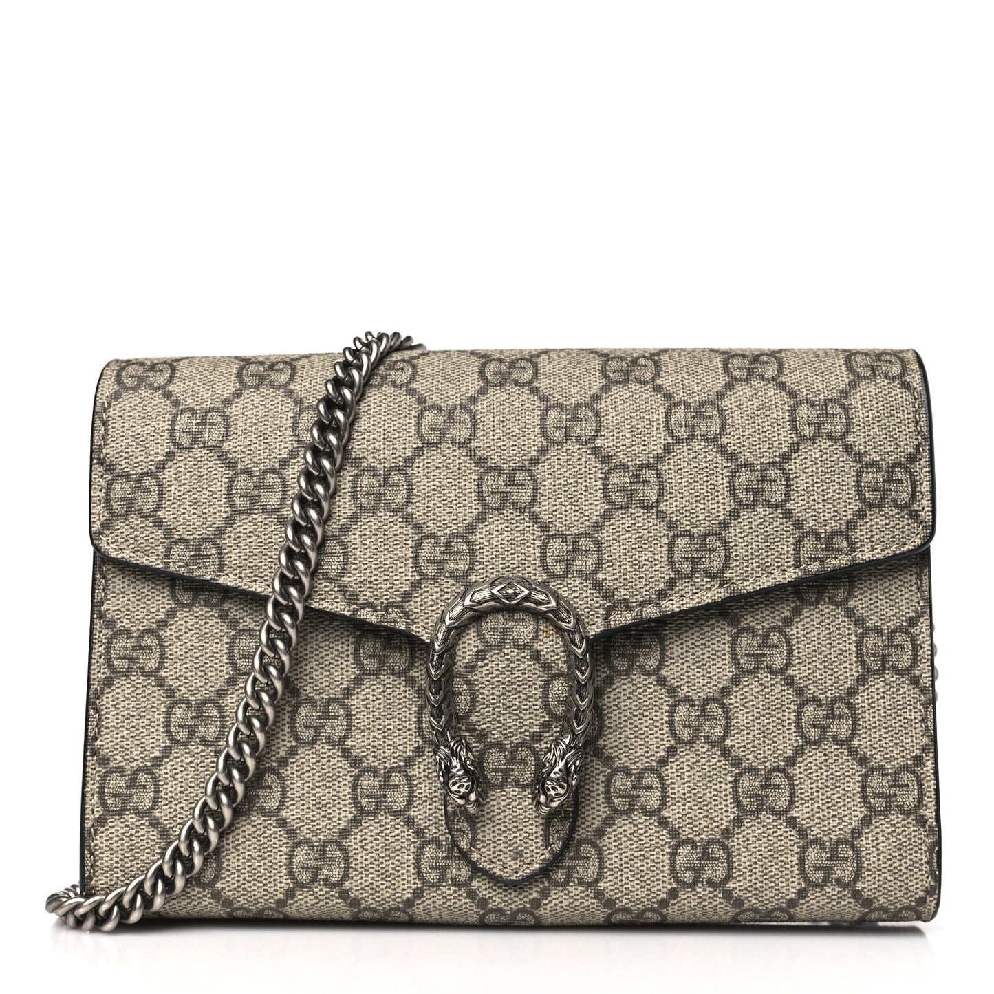GG Supreme Monogram Mini Dionysus Chain Wallet Beige Black