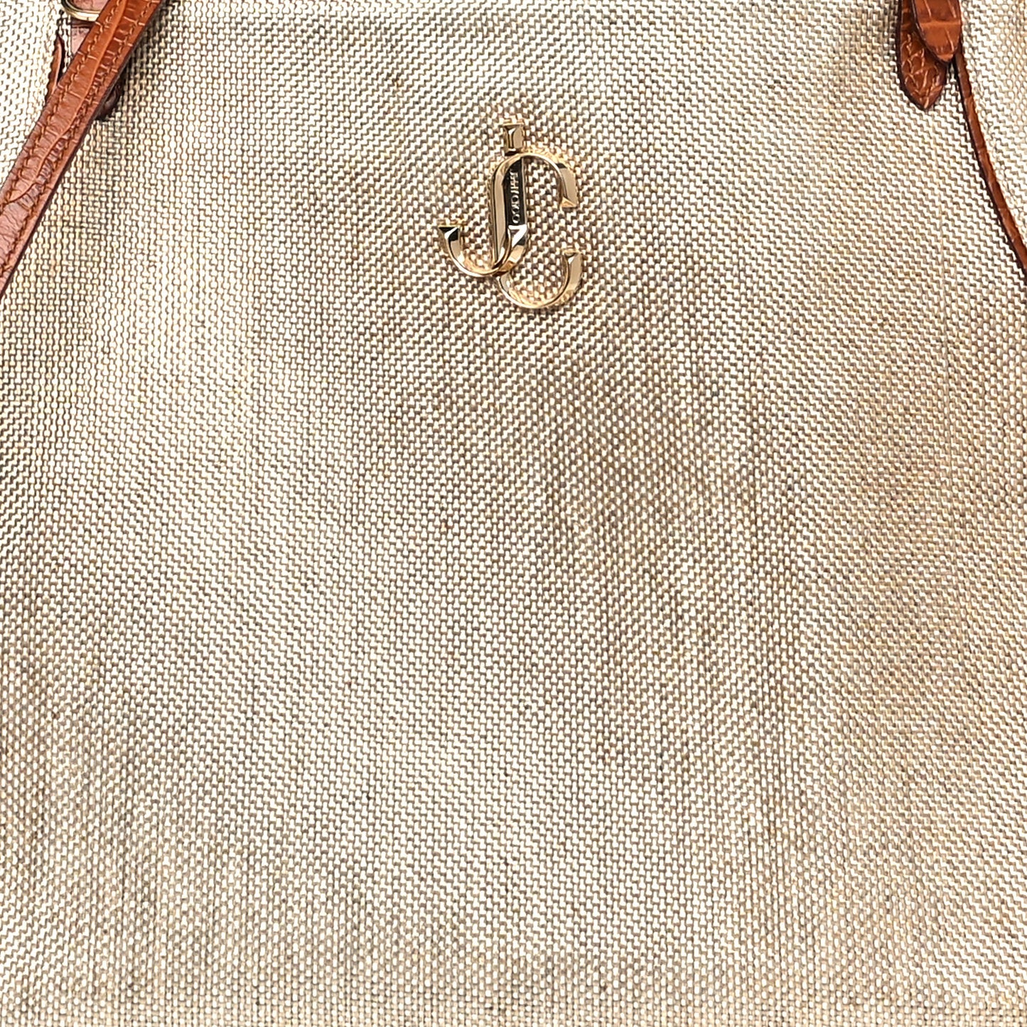 Lamé Raffia Crocodile Embossed Trim Varenne Tote Natural Cuoio