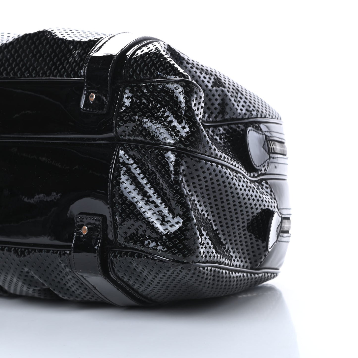 Prorsum Perforated Patent Calfskin Knight Satchel Black