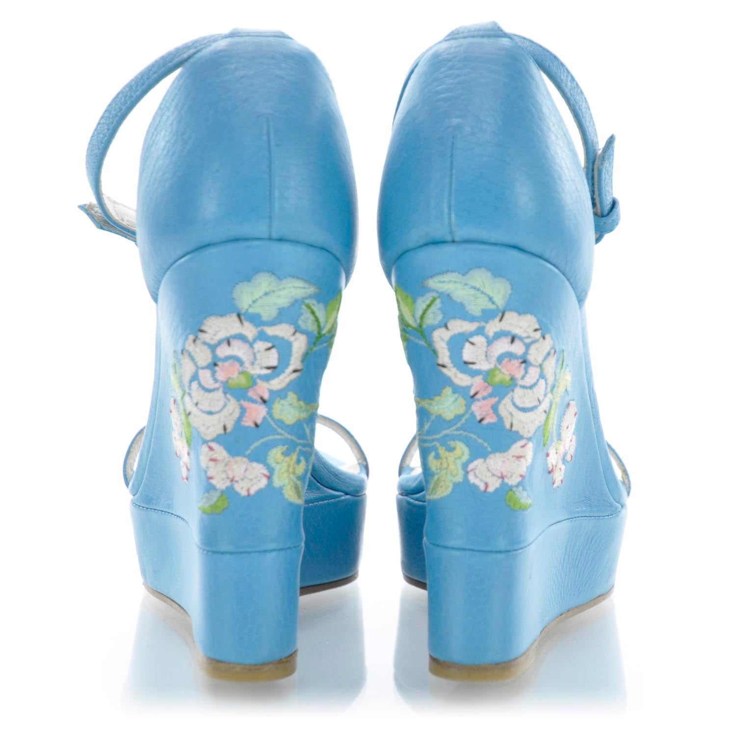 Christian Dior Leather Vintage Flowers Wedge Sandals 36.5 3 of 6