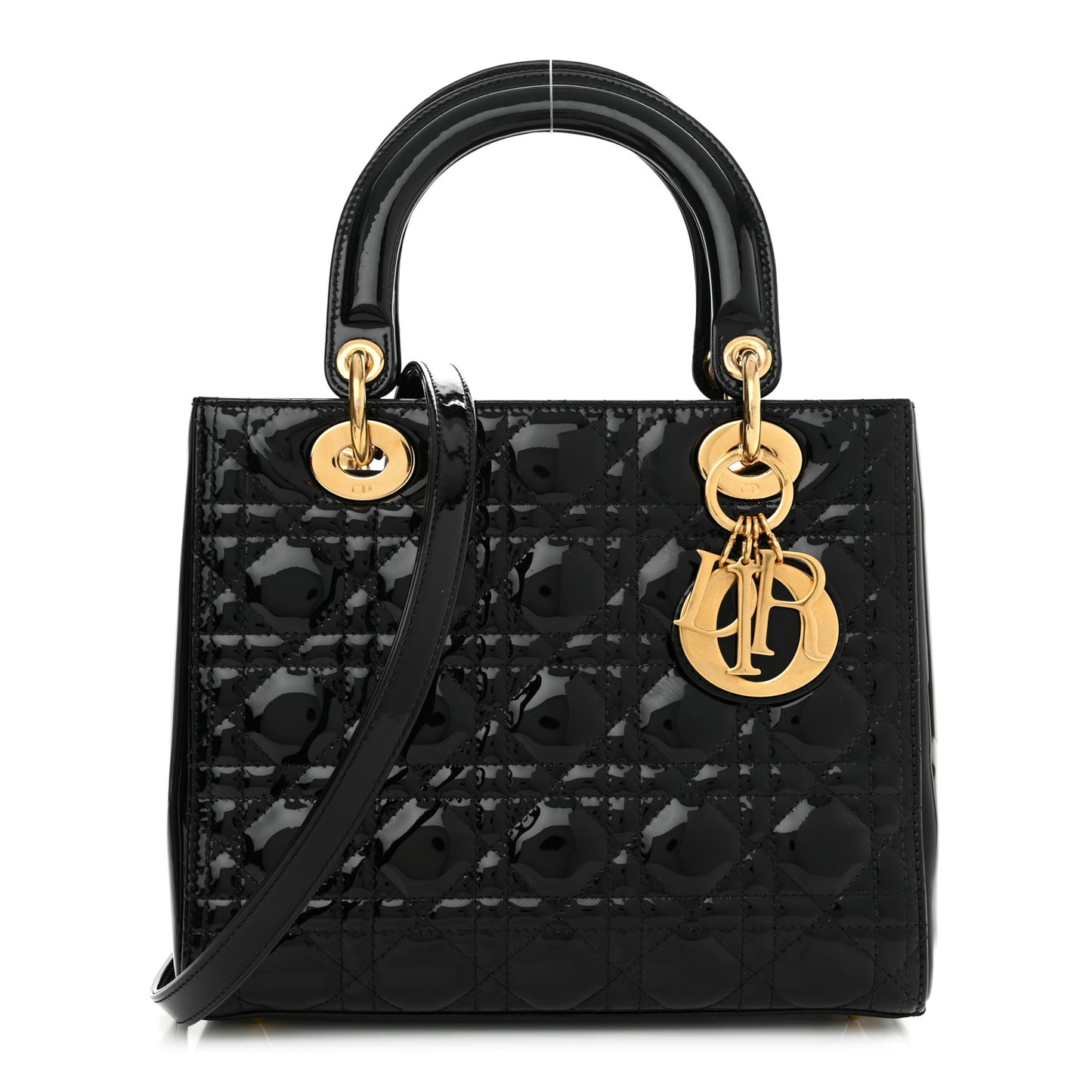 Patent Cannage Medium Lady Dior Black