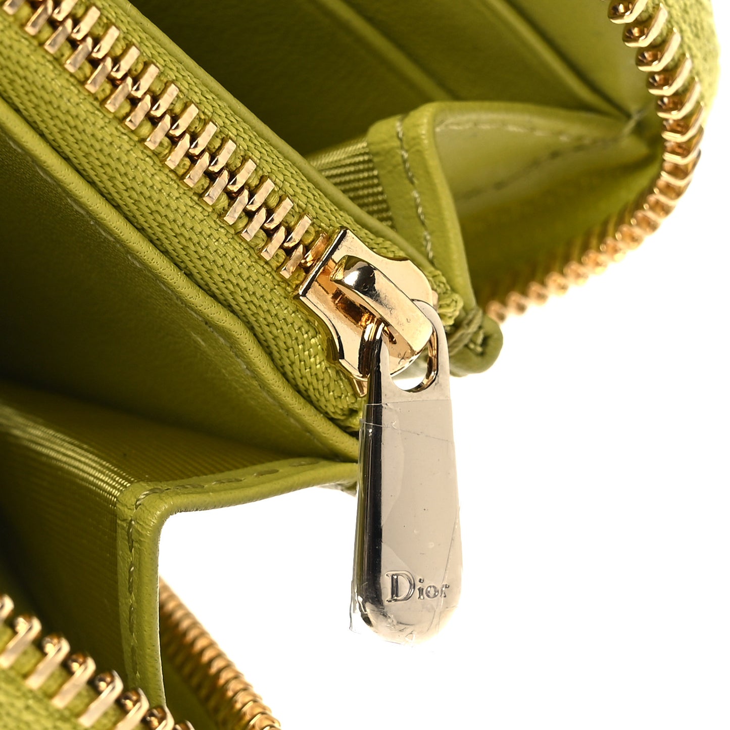 Patent Cannage Small Lady Dior Voyageur Coin Purse Lime