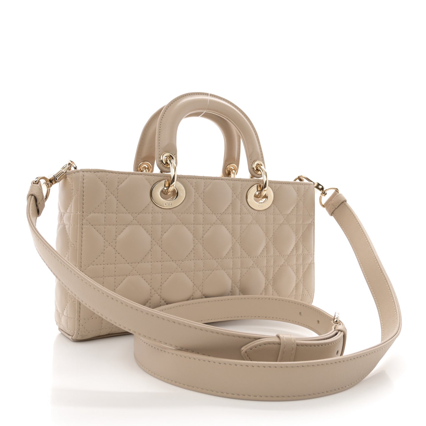 Lambskin Cannage Medium Lady D-Joy Sand