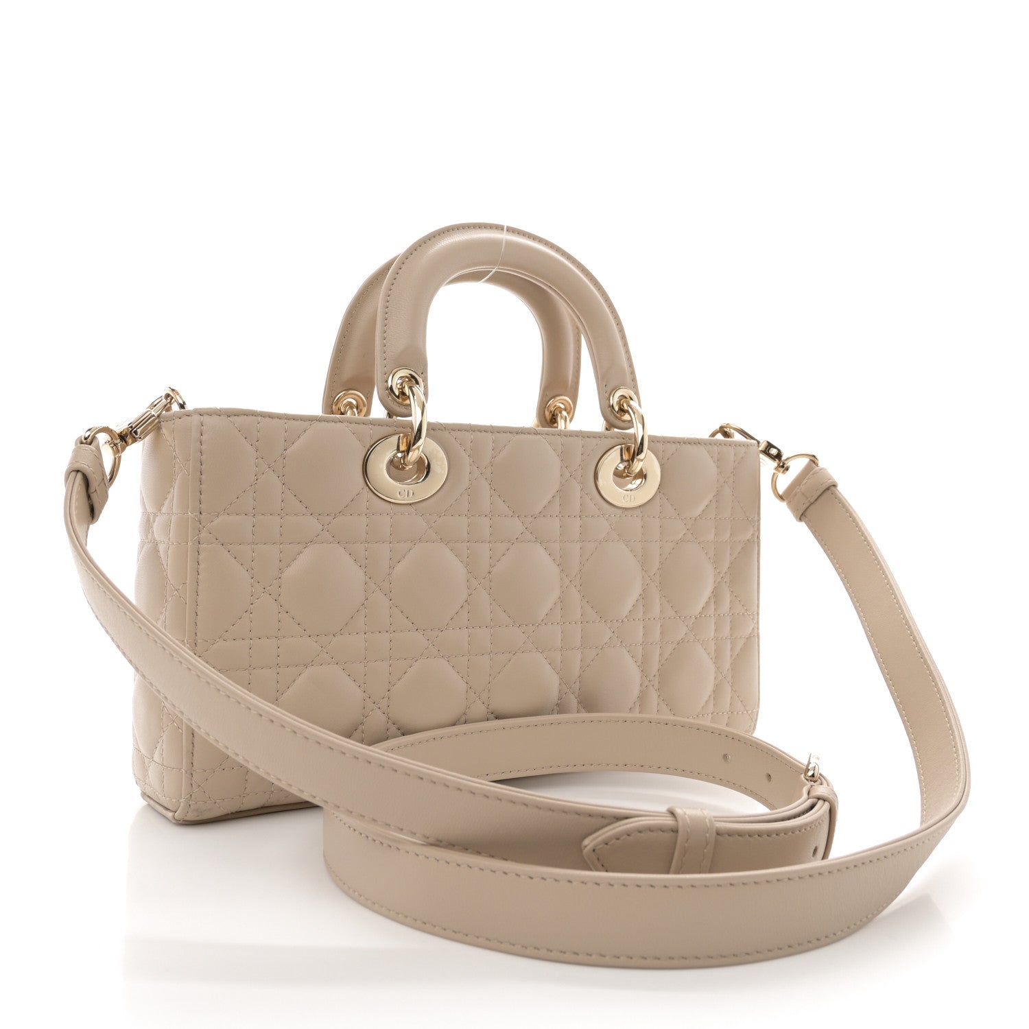 Christian Dior Lambskin Cannage Medium Lady D-Joy Sand 3 of 12
