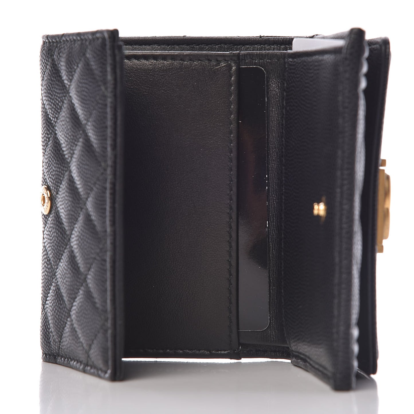 Caviar Quilted Small Boy Flap Wallet Black