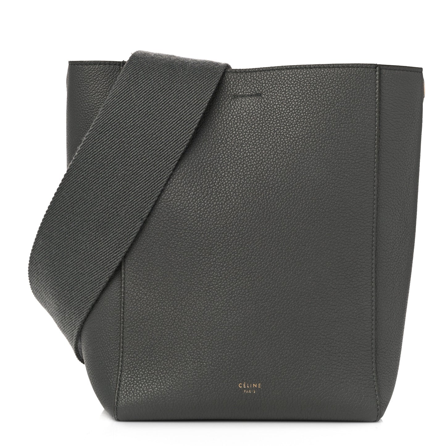 Soft Grained Calfskin Small Sangle Bucket Bag Grey