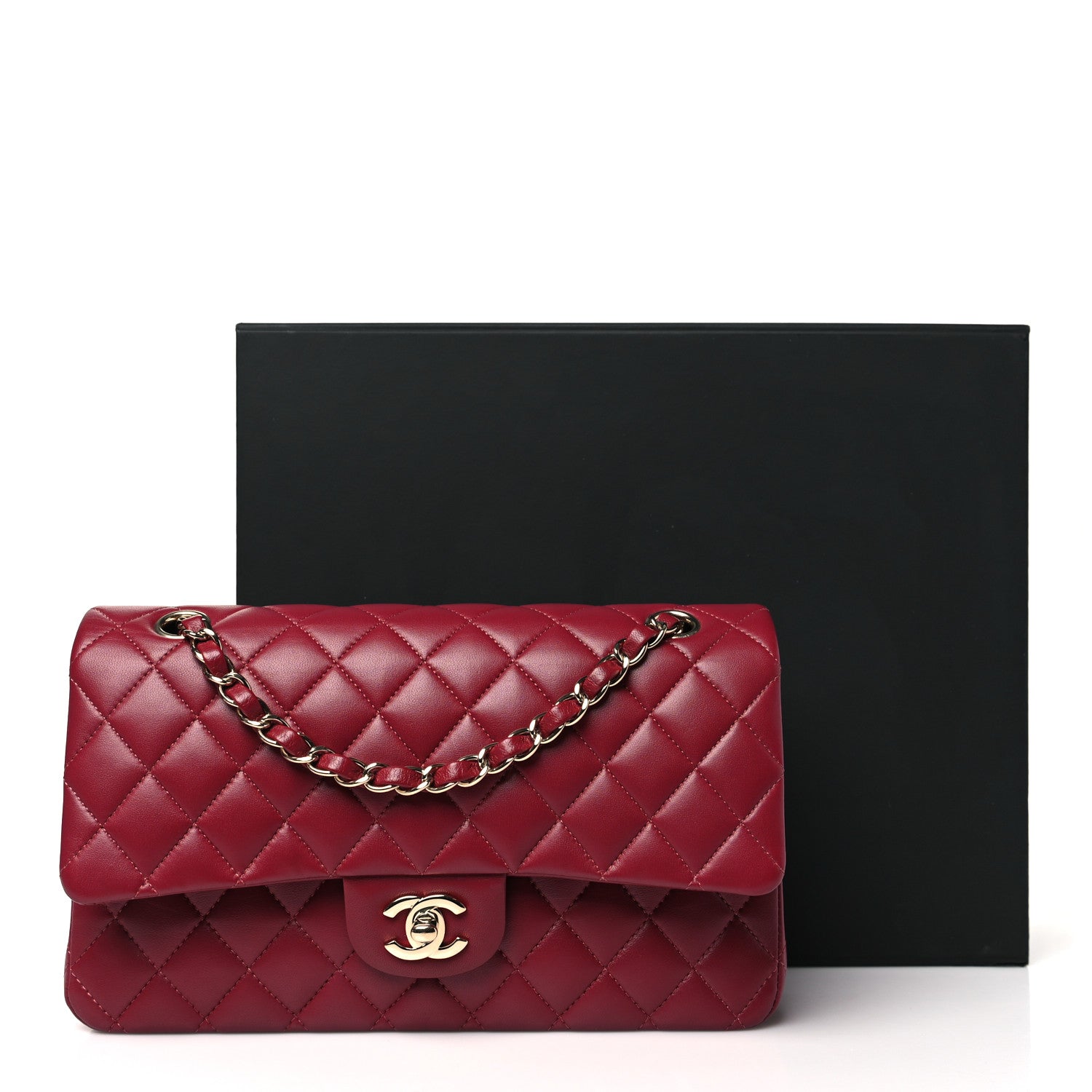 Chanel Lambskin Quilted Medium Double Flap Burgundy 11 of 11