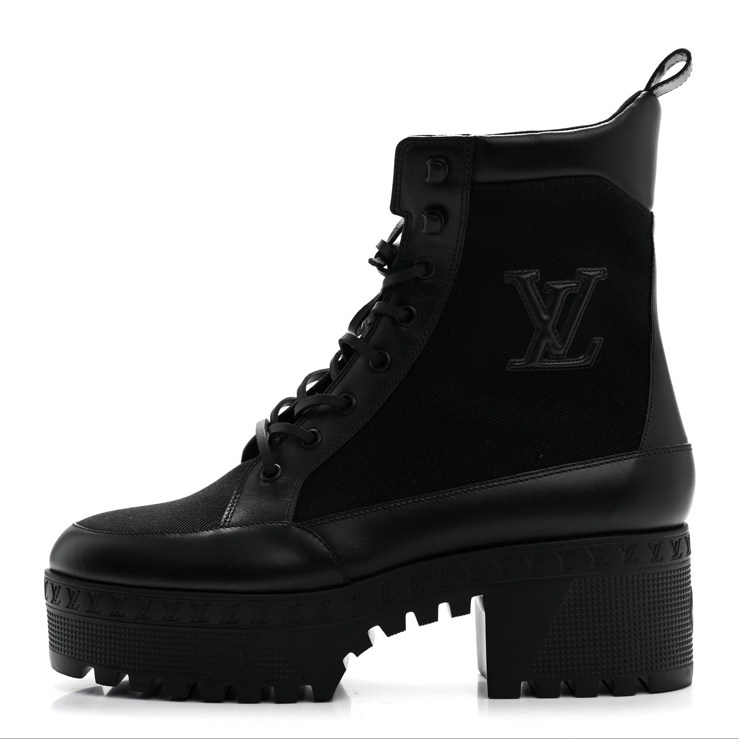 Louis Vuitton Canvas Laureate Platform Desert Boots 41 Black