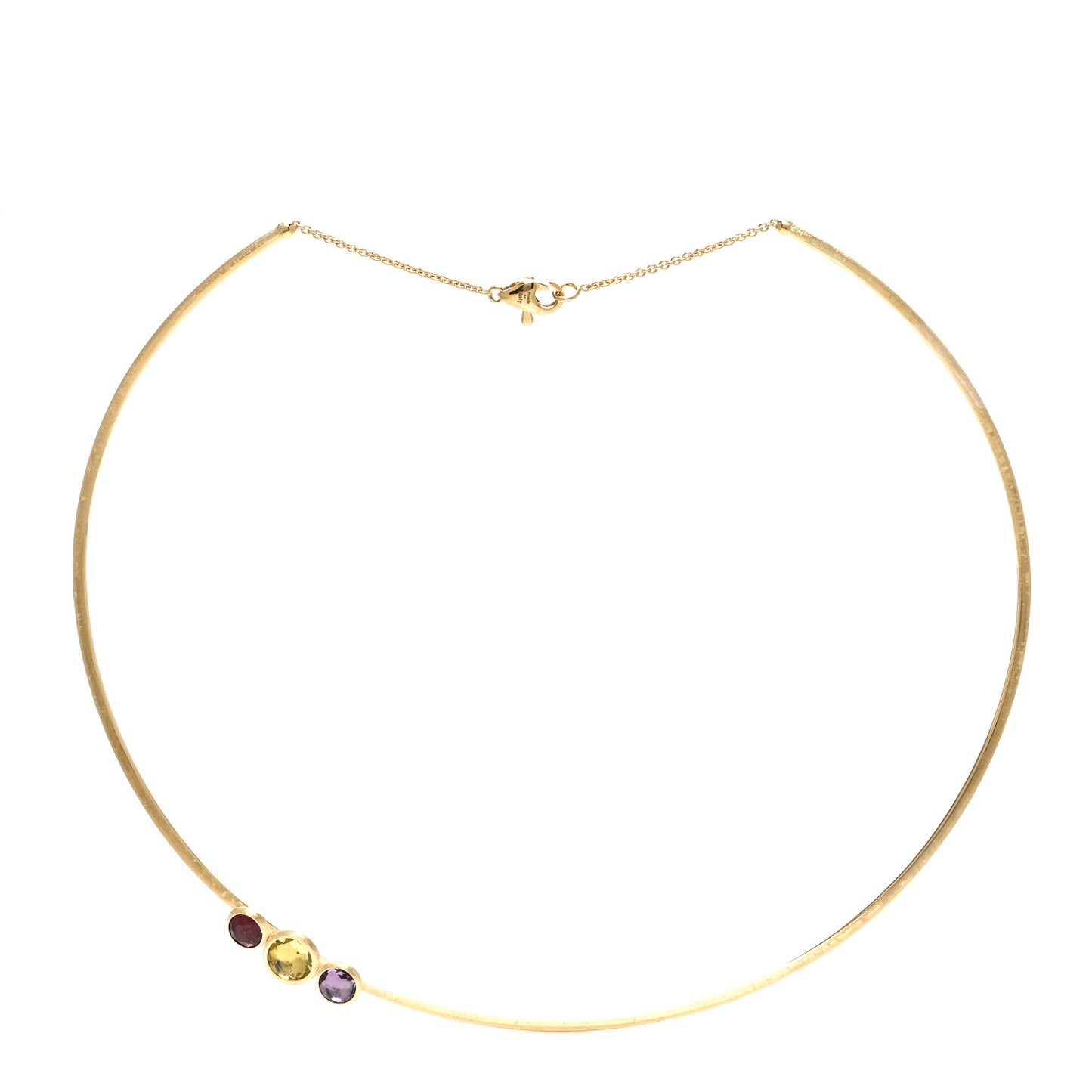 18K Yellow Gold Amethyst Citrine Rubellite Jaipur Collar Necklace