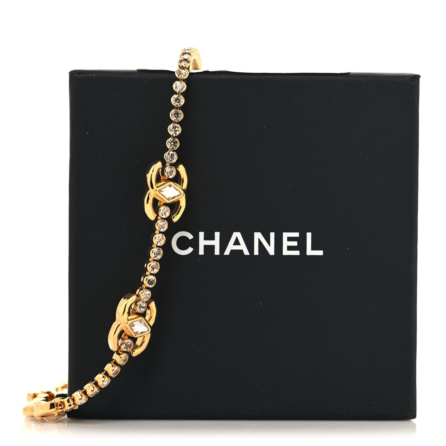 Metal Crystal CC Marquise Choker Gold