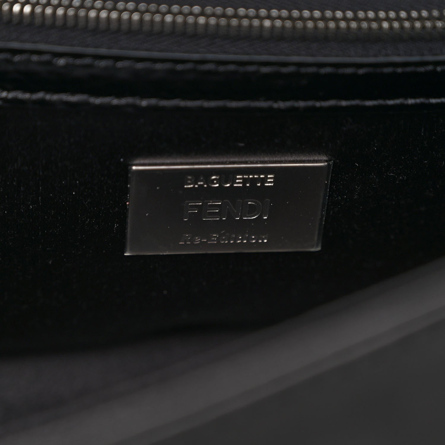 Fendi Satin Karung Crystal Baguette Black 6 of 11