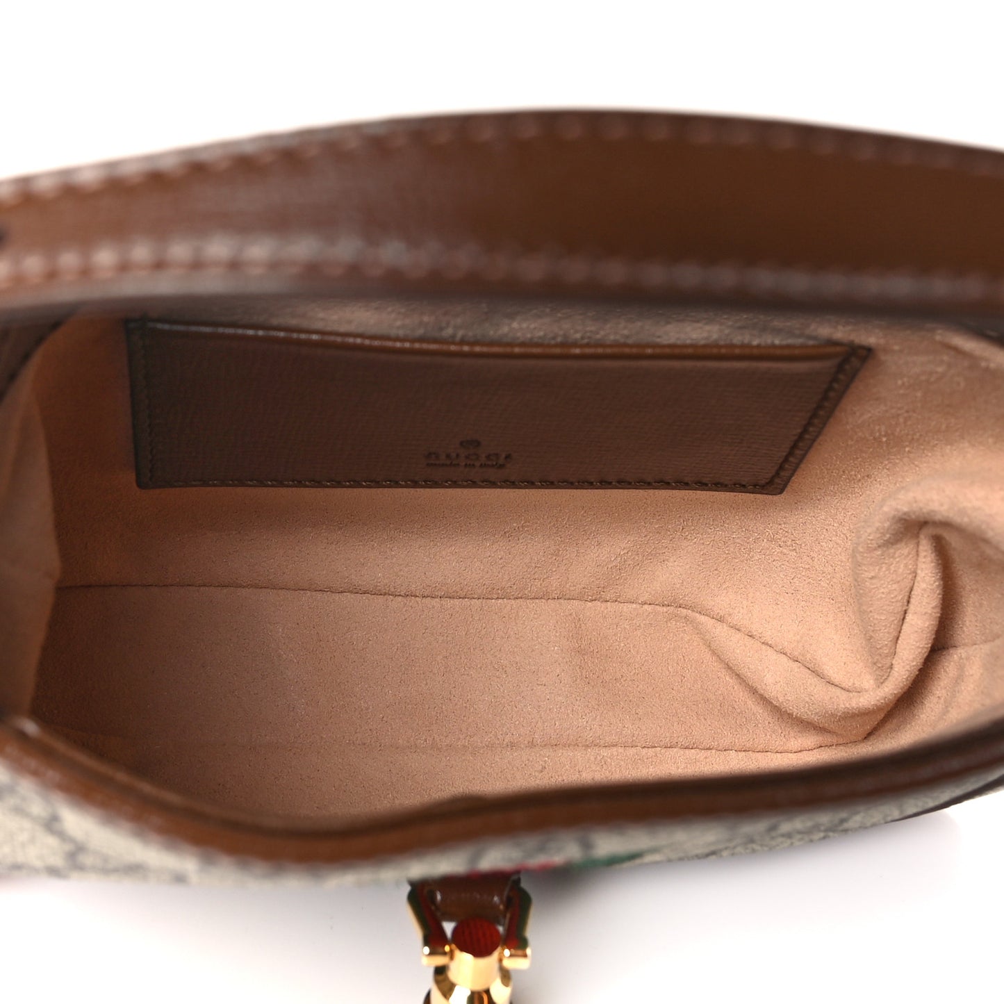 GG Supreme Monogram Azalea Calfskin Web Mini Jackie 1961 Hobo Beige Ebony Brown Sugar
