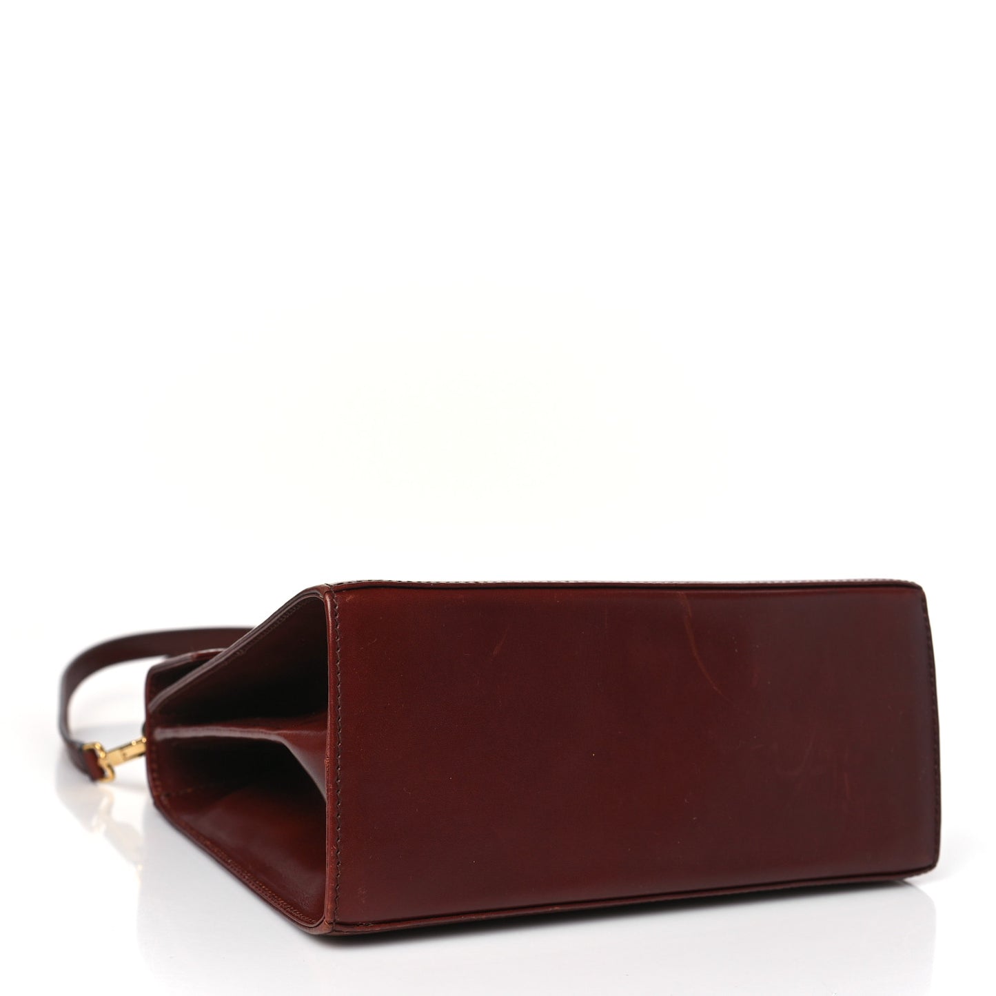 Brushed Off Calfskin Small Iconic Top Handle Burgundy