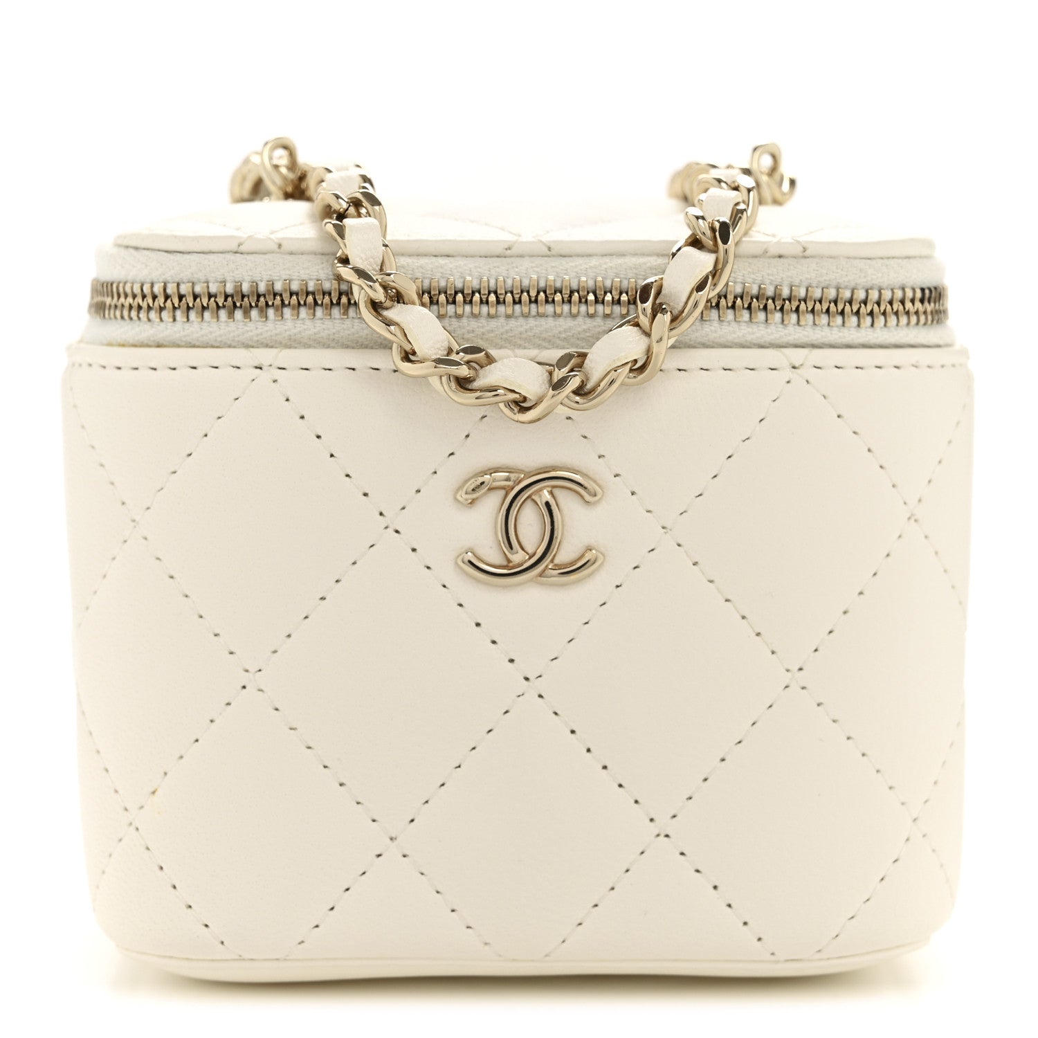 Chanel Lambskin Quilted Enamel Pearl Crush Mini Vanity Case With