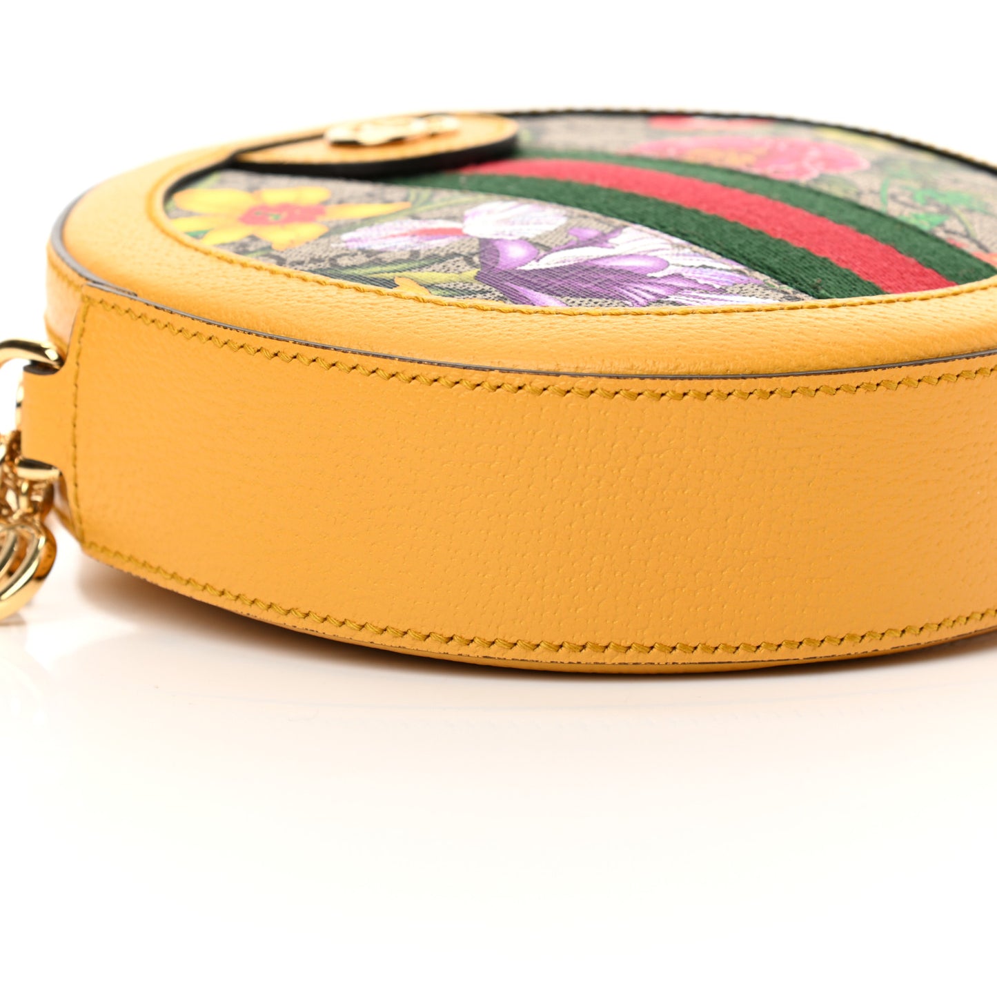 GG Supreme Monogram Flora Web Mini Ophidia Round Shoulder Bag Beige Multicolor Crop