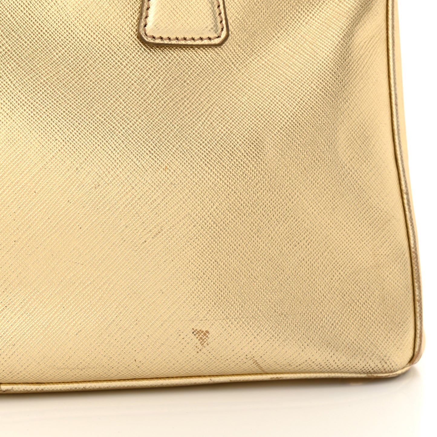 Metallic Saffiano Small Galleria Double Zip Tote Platino