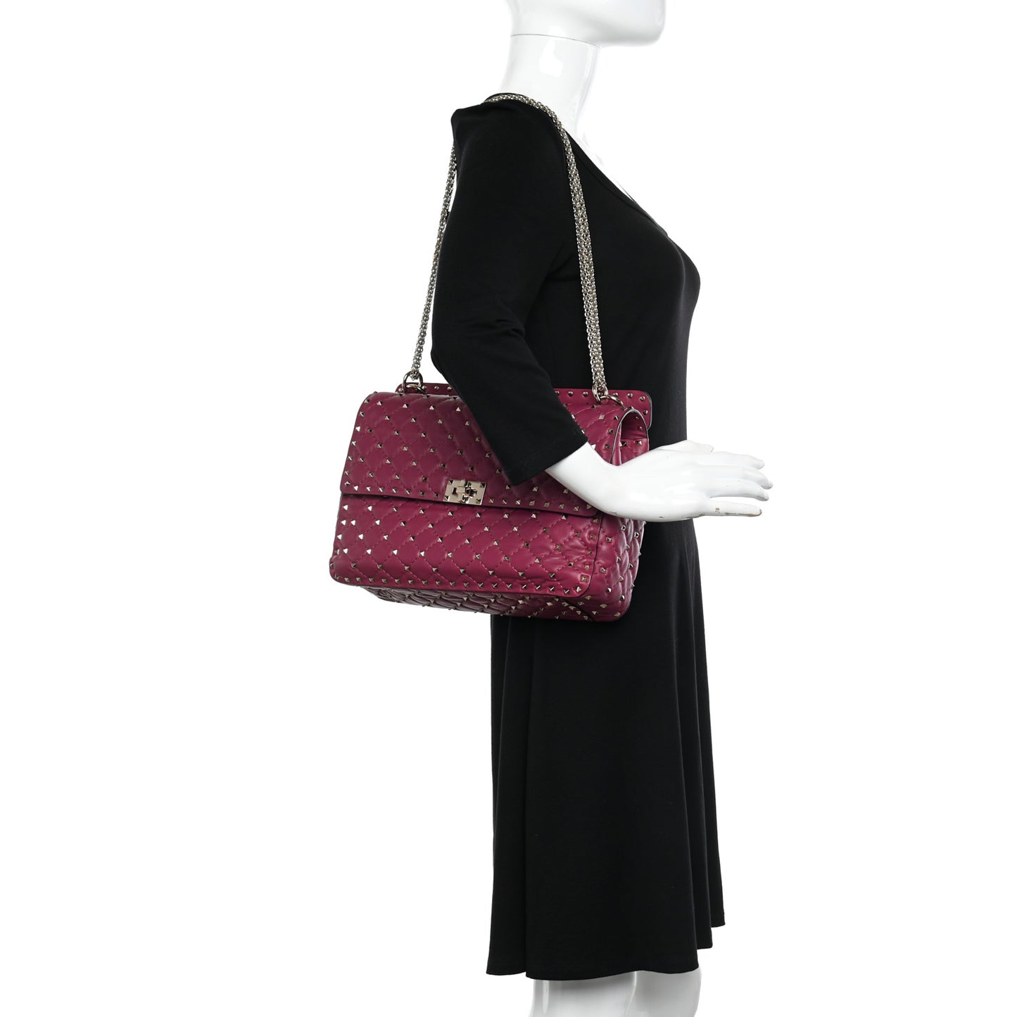 Nappa Large Rockstud Spike Shoulder Bag Camelia