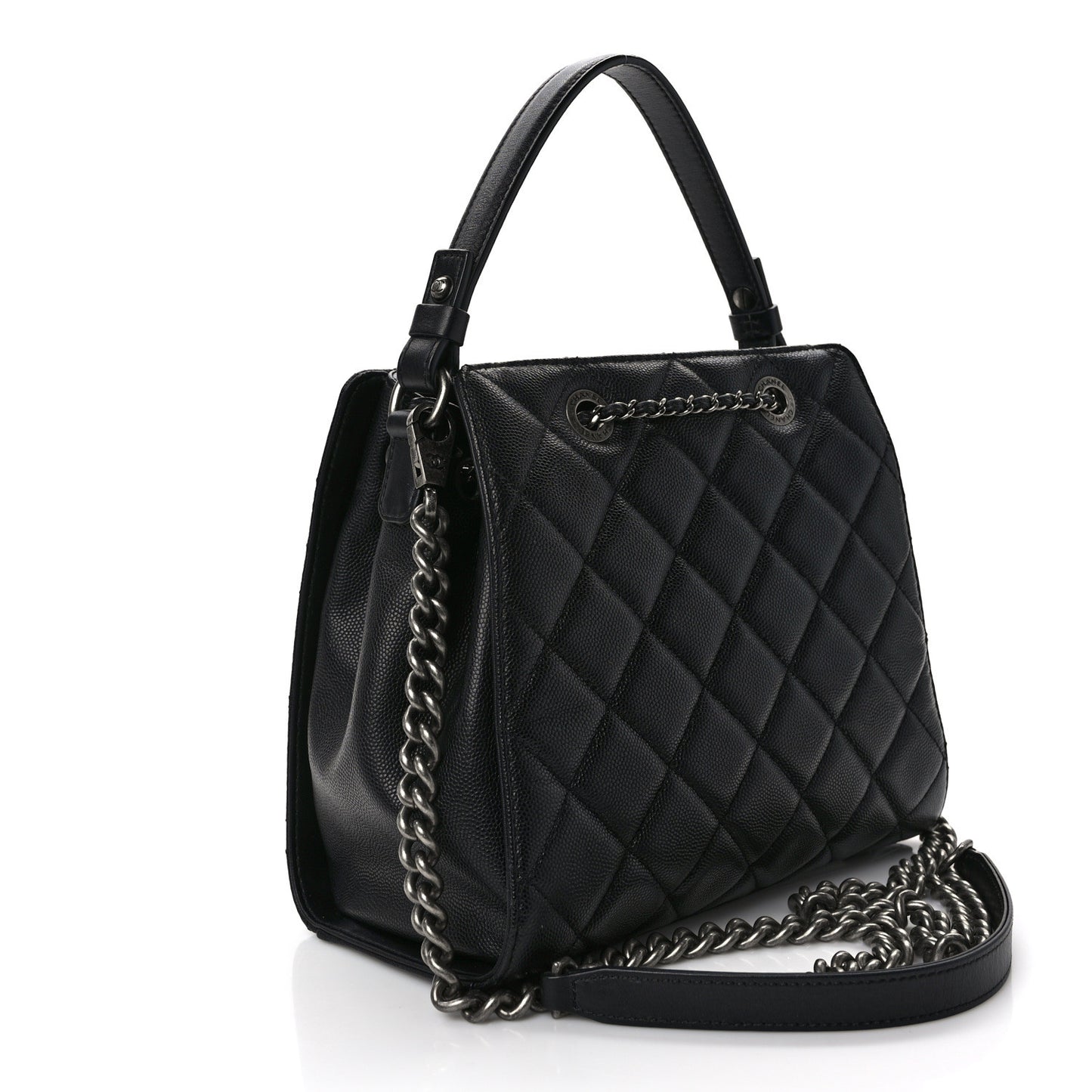 Caviar Quilted Small CC Bucket Bag Black