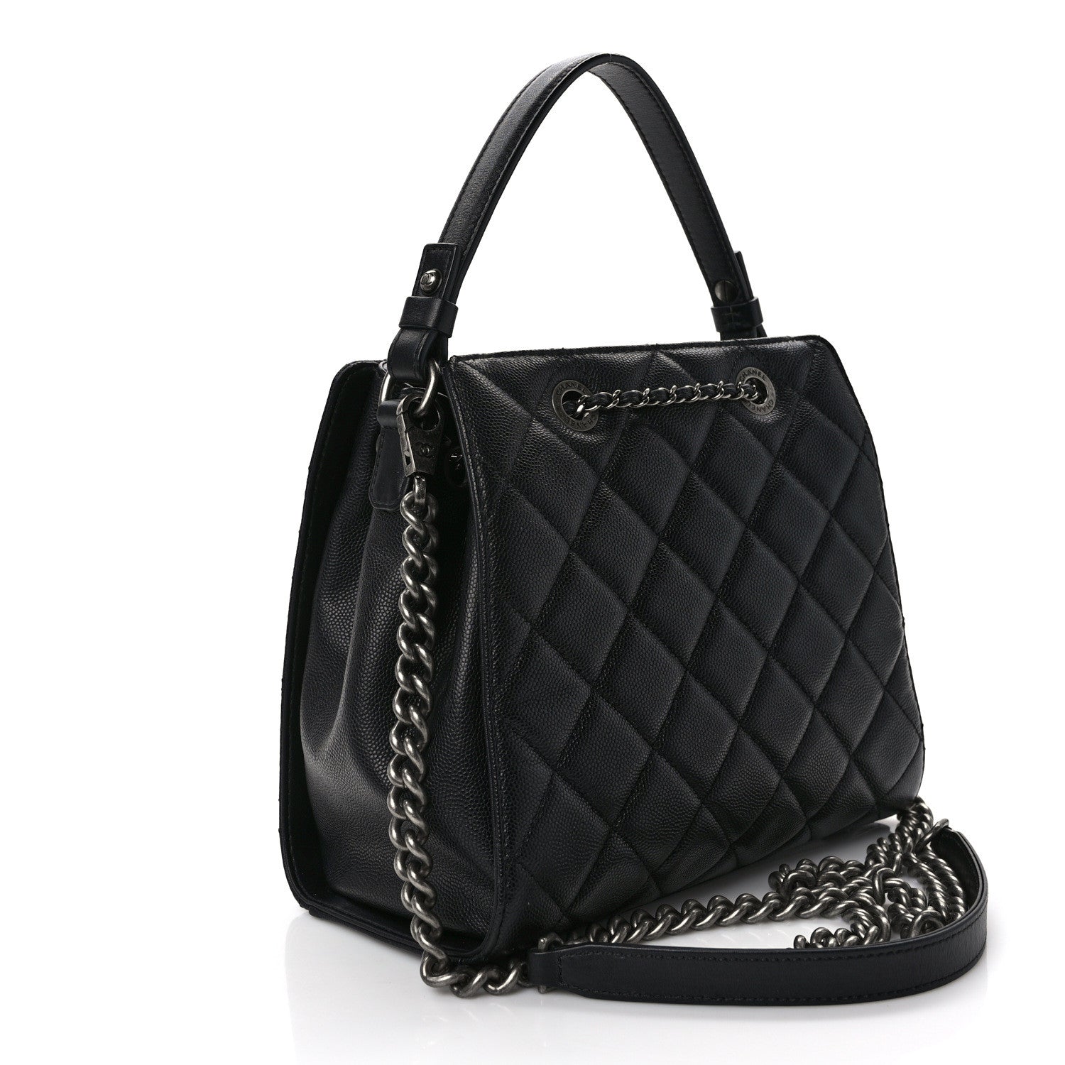 Chanel Caviar Quilted Small CC Bucket Bag Black 3 of 13
