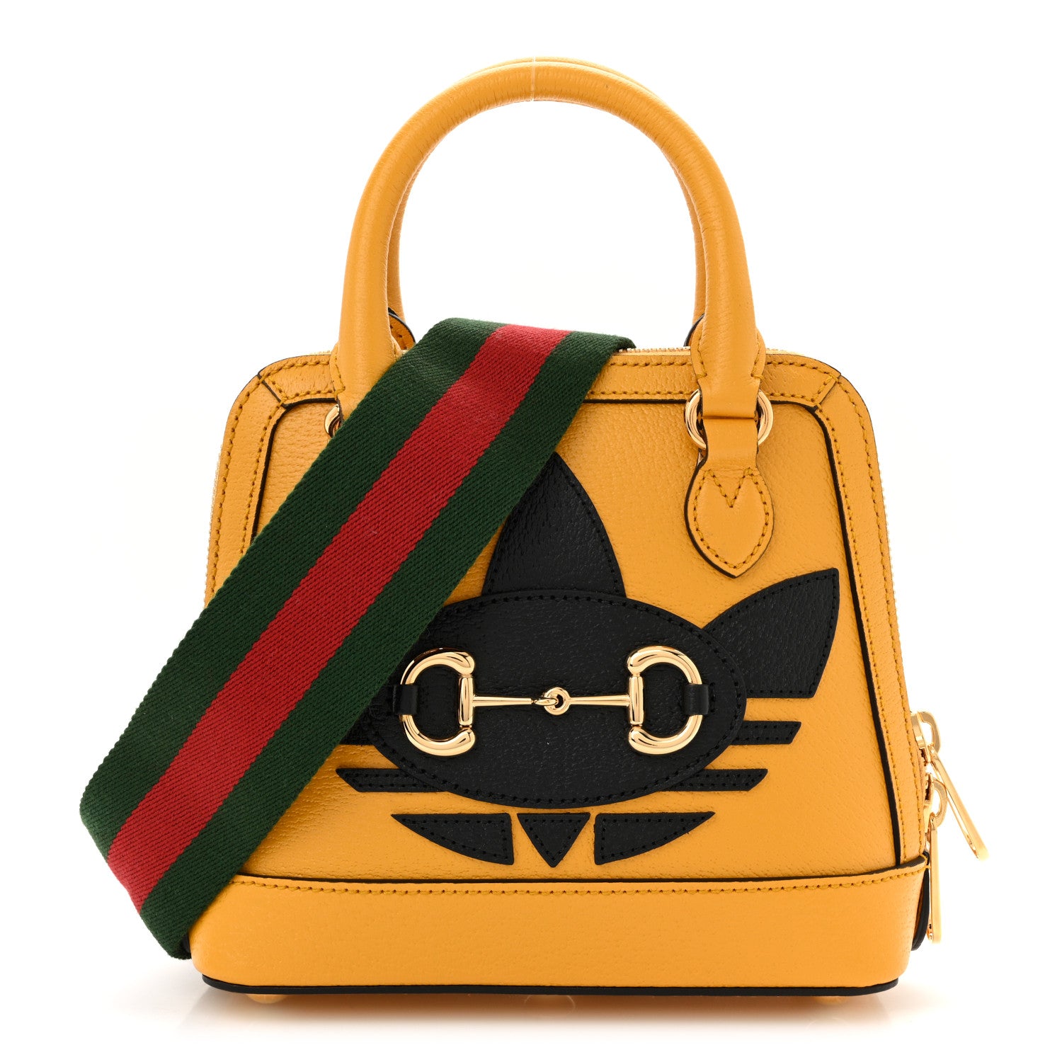 Gucci X ADIDAS Textured Dollar Calfskin Web Trefoil Mini Horsebit