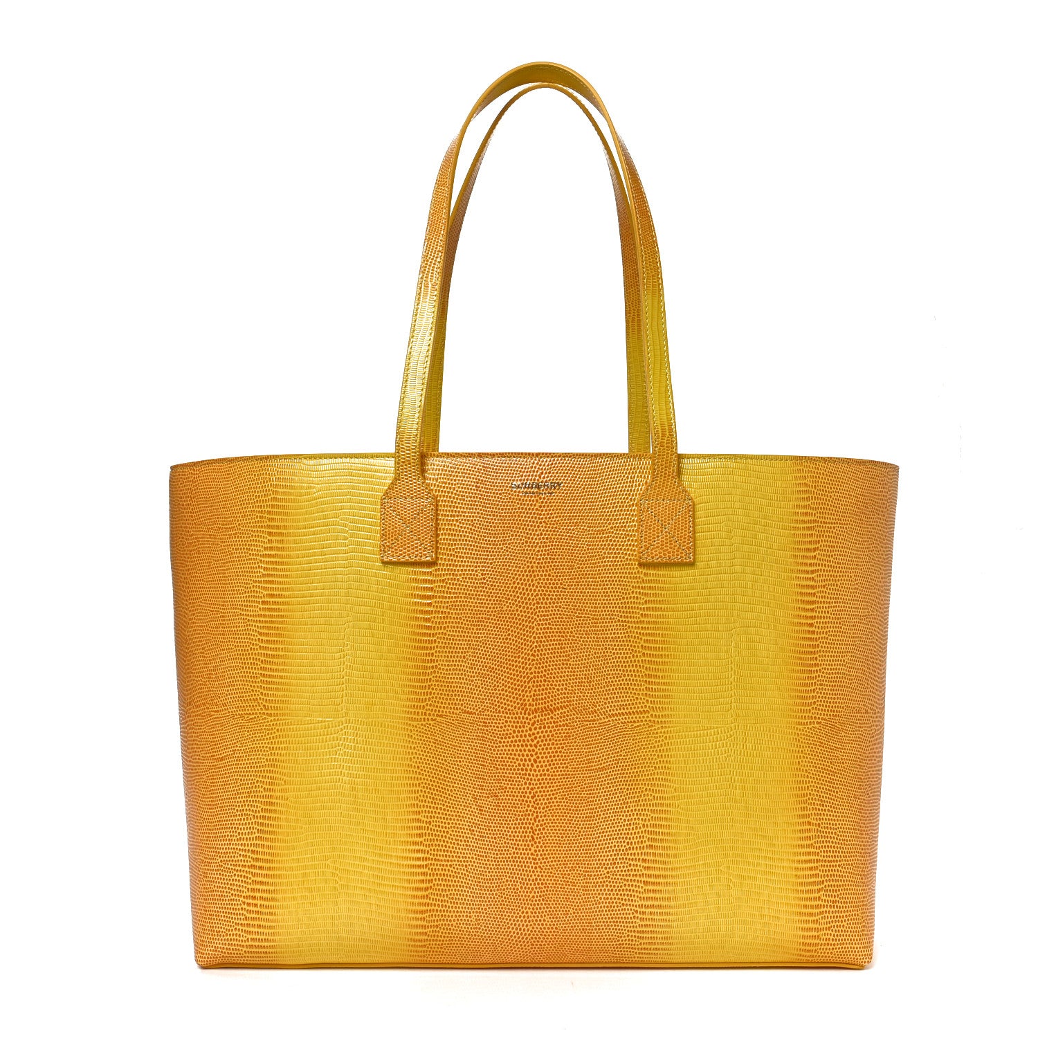 Burberry Calfskin Lizard Embossed Medium London Tote Marigold