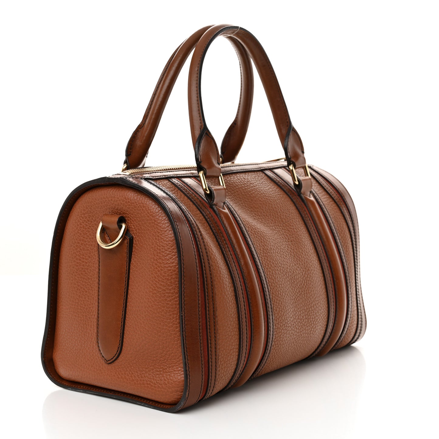 Grainy Calfskin Medium Alchester Bowling Bag Brown