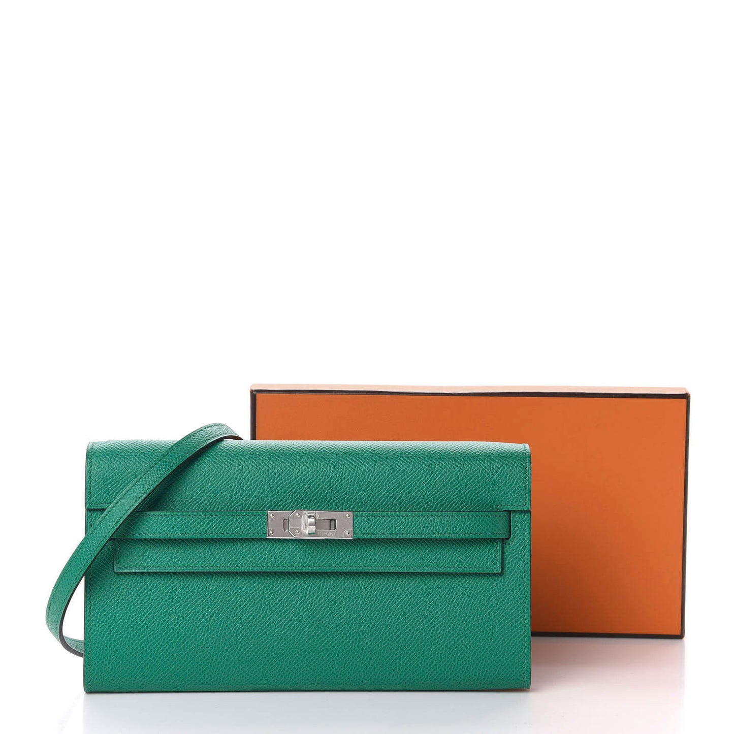 Epsom Kelly Wallet To Go Vert Jade Bleu Brume