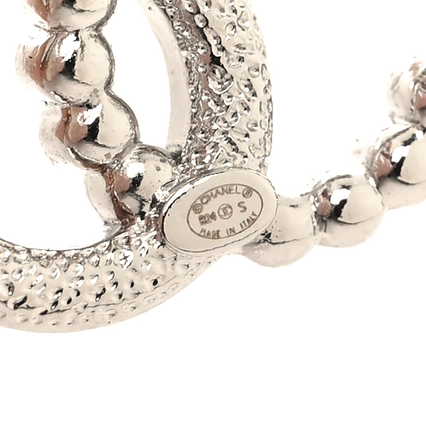 Pearl Crystal CC Earrings Silver