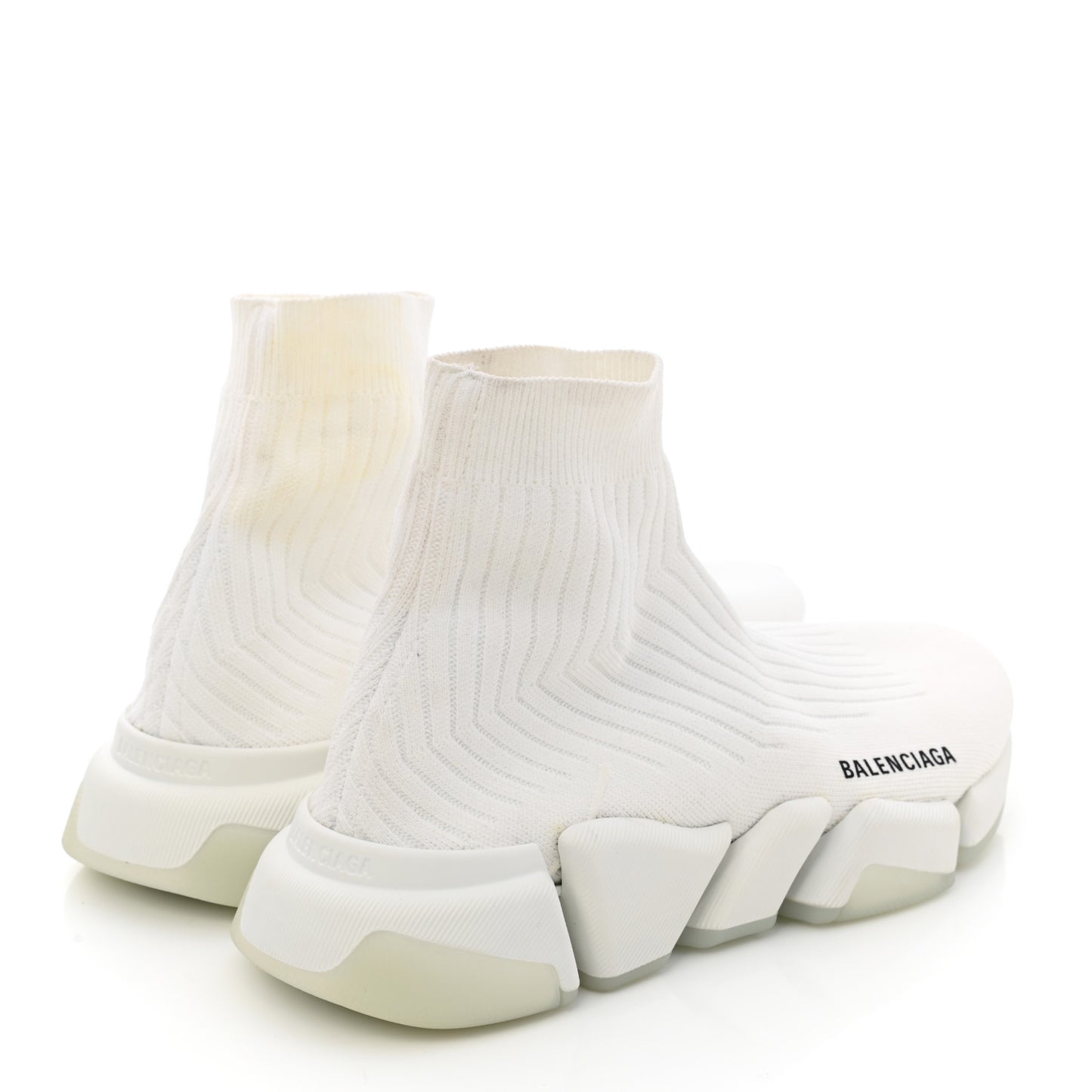 Ribbed Knit Womens Speed 2.0 Transparent Sole Sneakers 40 White