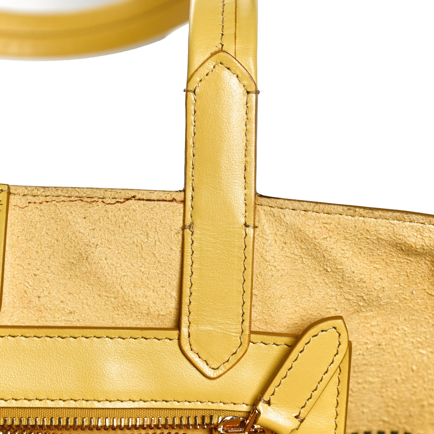Calfskin Perforated Small East West Graphic T Tote Citron