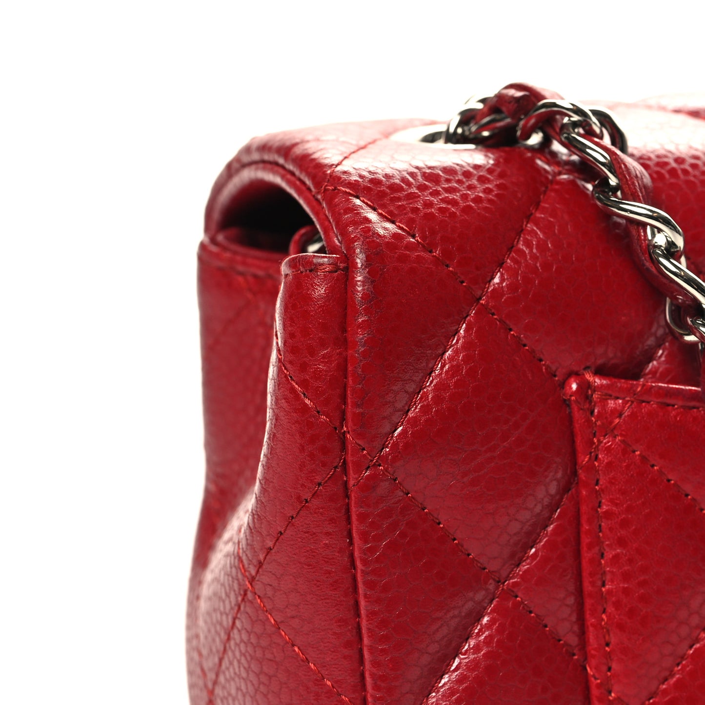 Caviar Quilted Mini Rectangular Flap Red