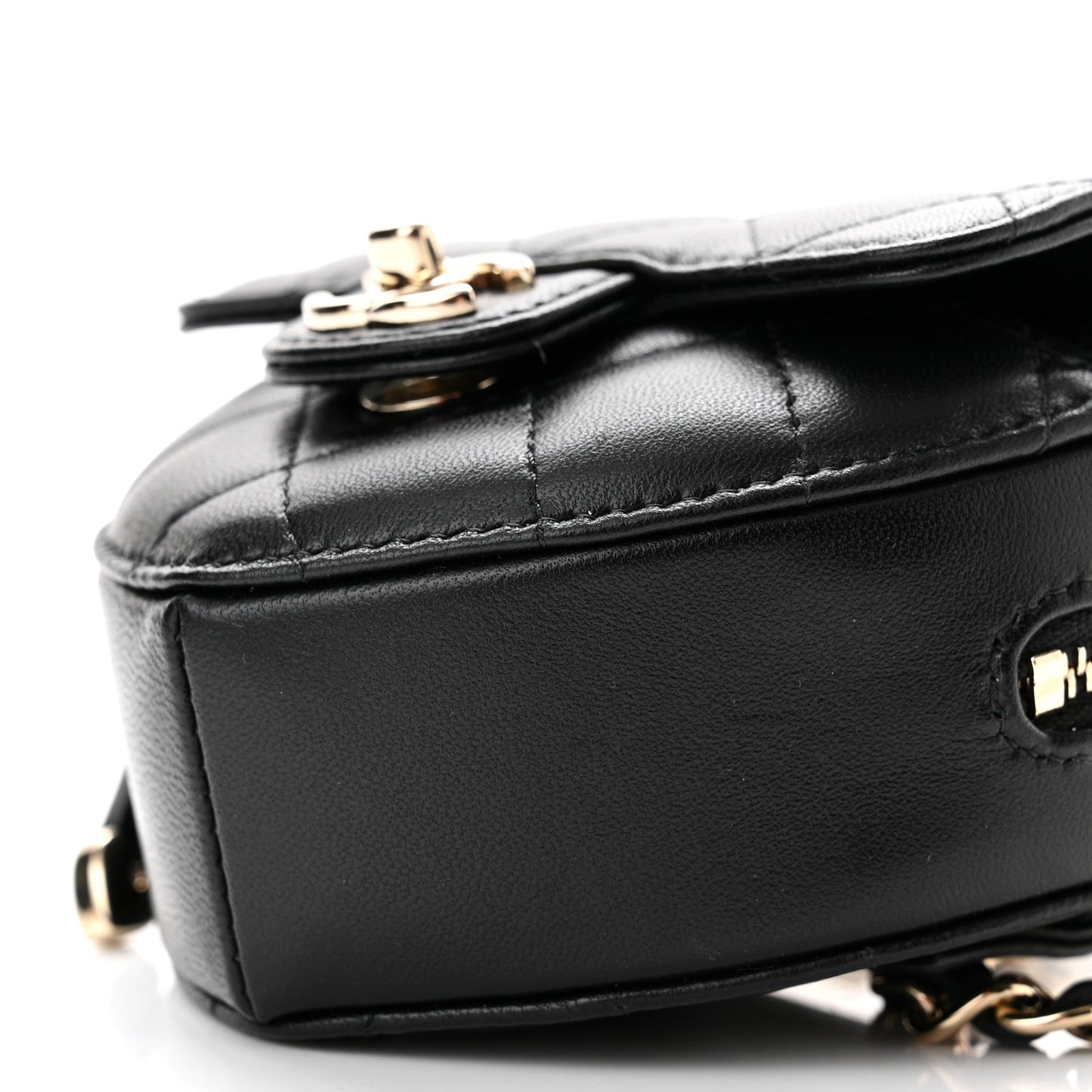 Lambskin Quilted CC In Love Heart Waist Belt Bag With Chain Black