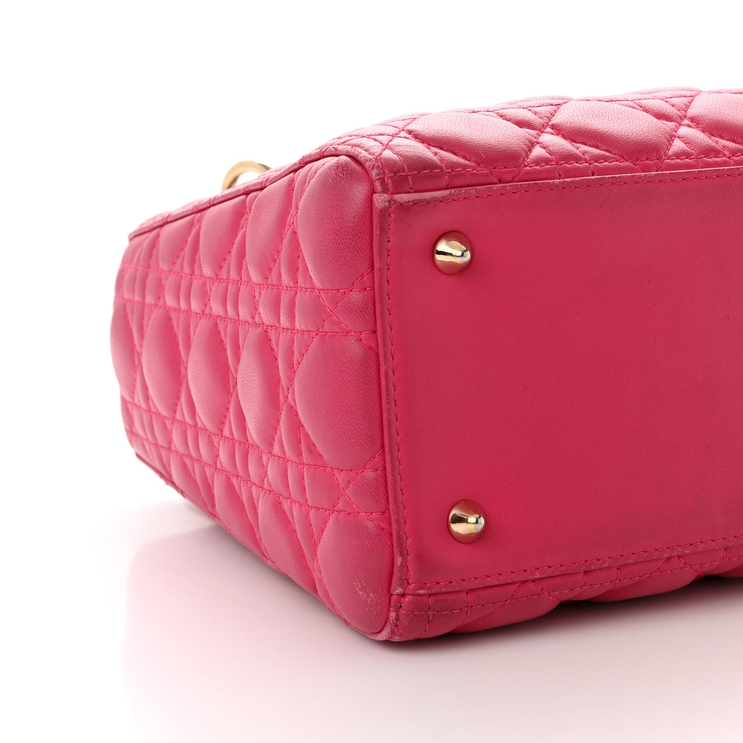 Christian Dior Lambskin Cannage Medium Lady Dior Fuchsia 9 of 13