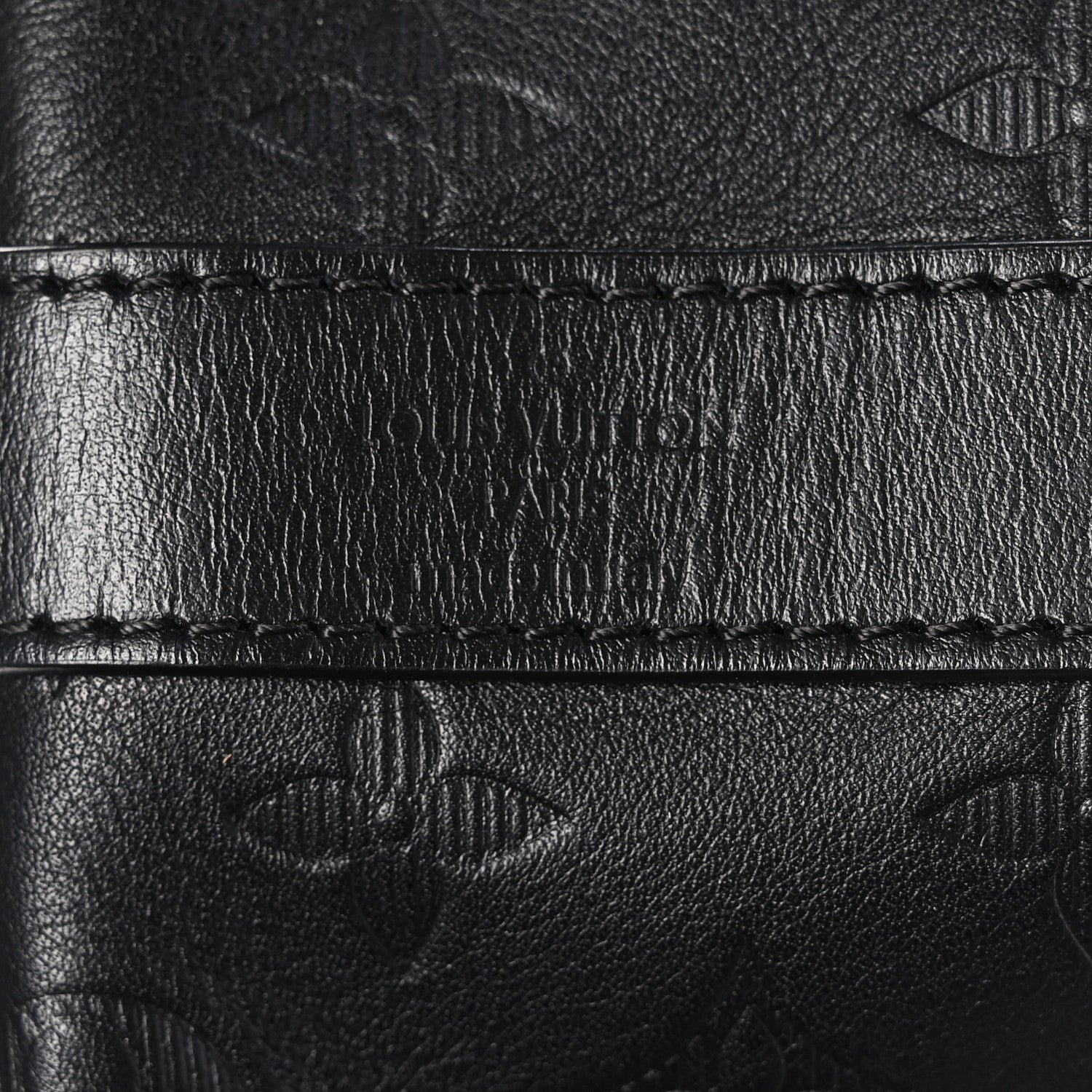 Louis Vuitton Calfskin Shadow Monogram Keepall Bandouliere 50 Black 5 of 10