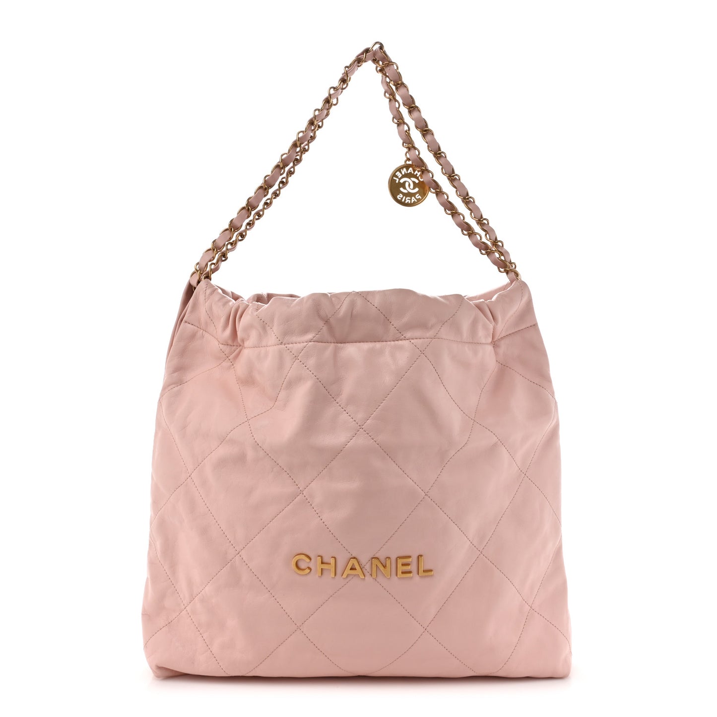 Shiny Calfskin Quilted Chanel 22 Pink