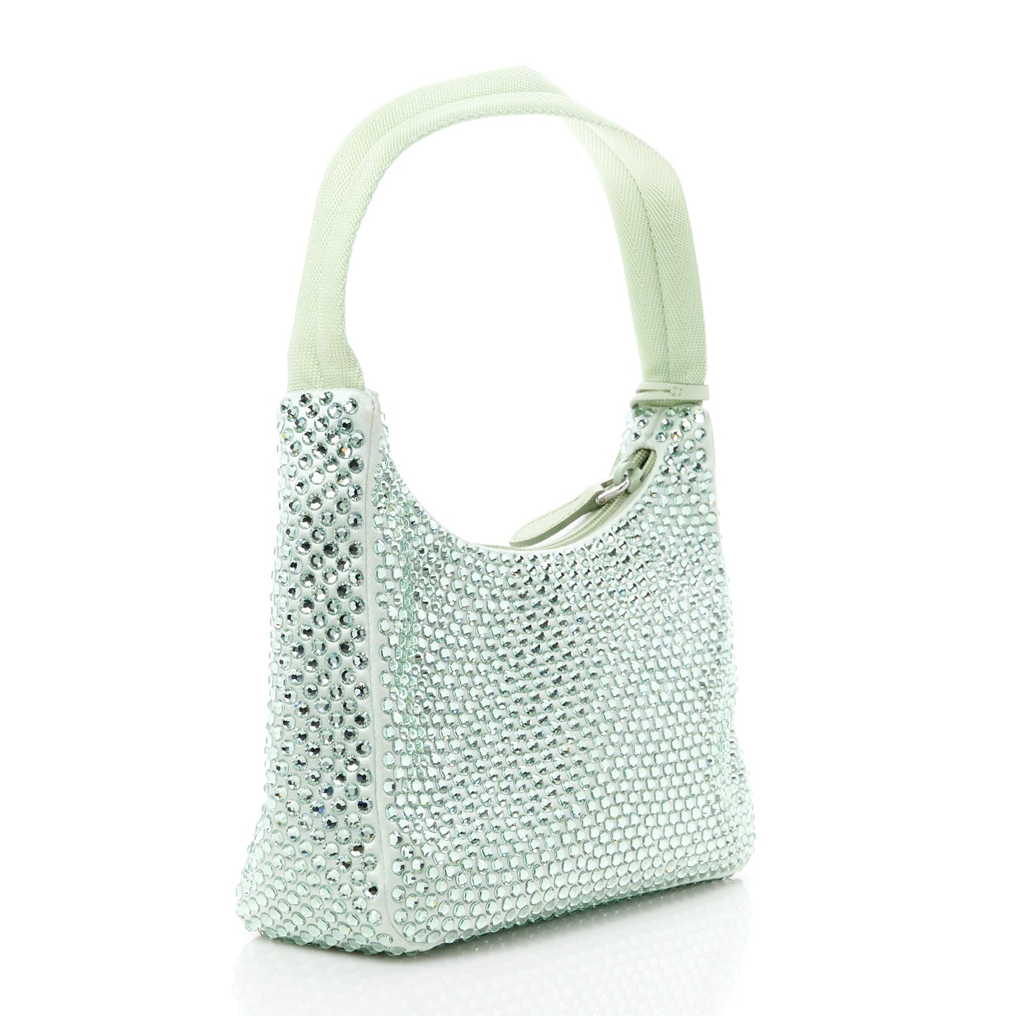 Satin Crystal Mini Re-Edition 2000 Bag Acqua