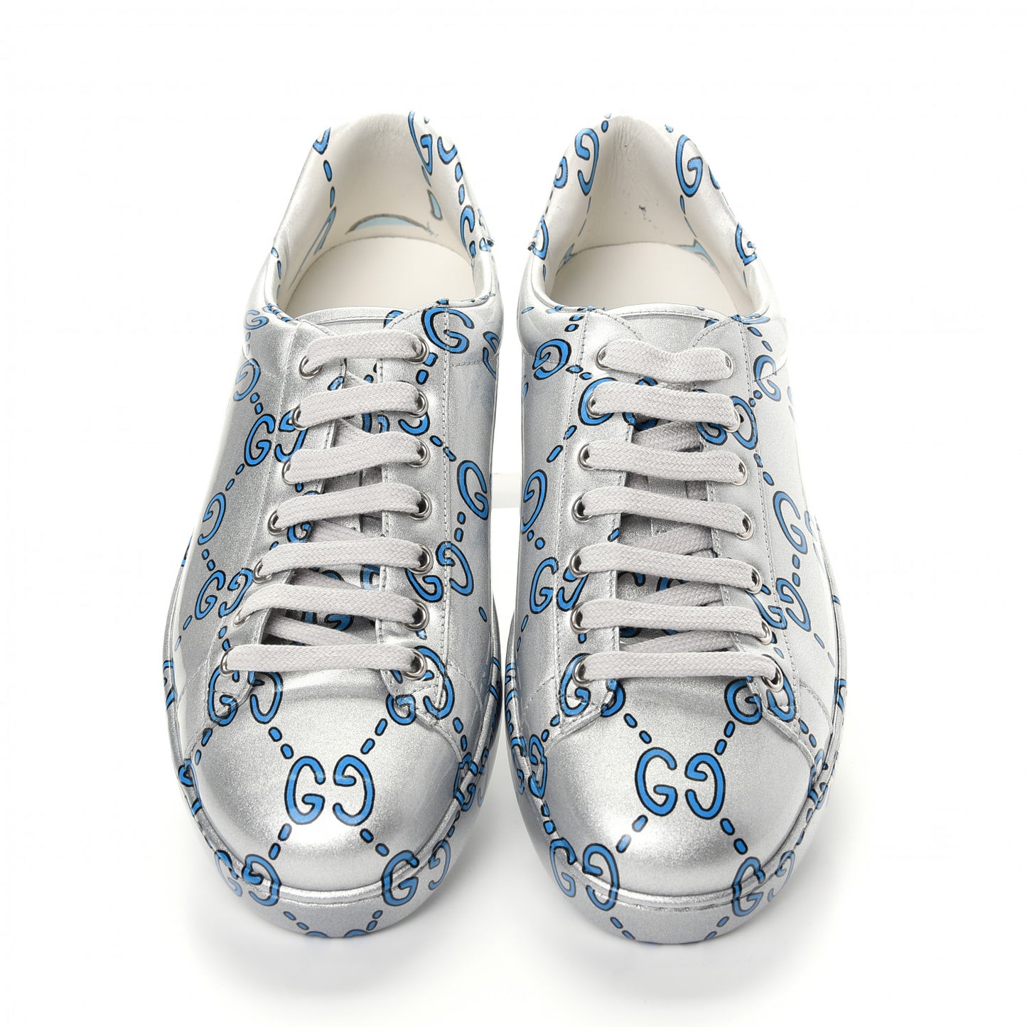 Miro Rubber Wax GucciGhost Print Mens New Ace Sneakers 8 Silver