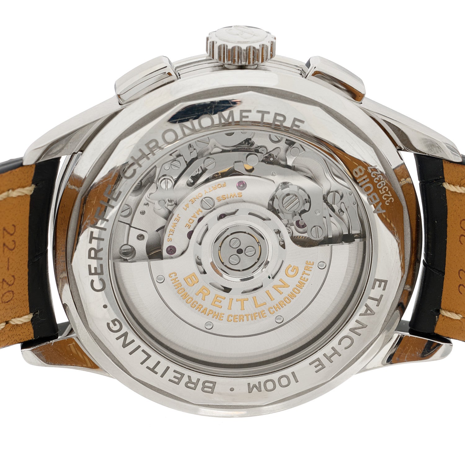 Breitling Stainless Steel Alligator 42mm Premier B01 Chronograph Automatic Watch White AB0118221G1P1 4 of 5