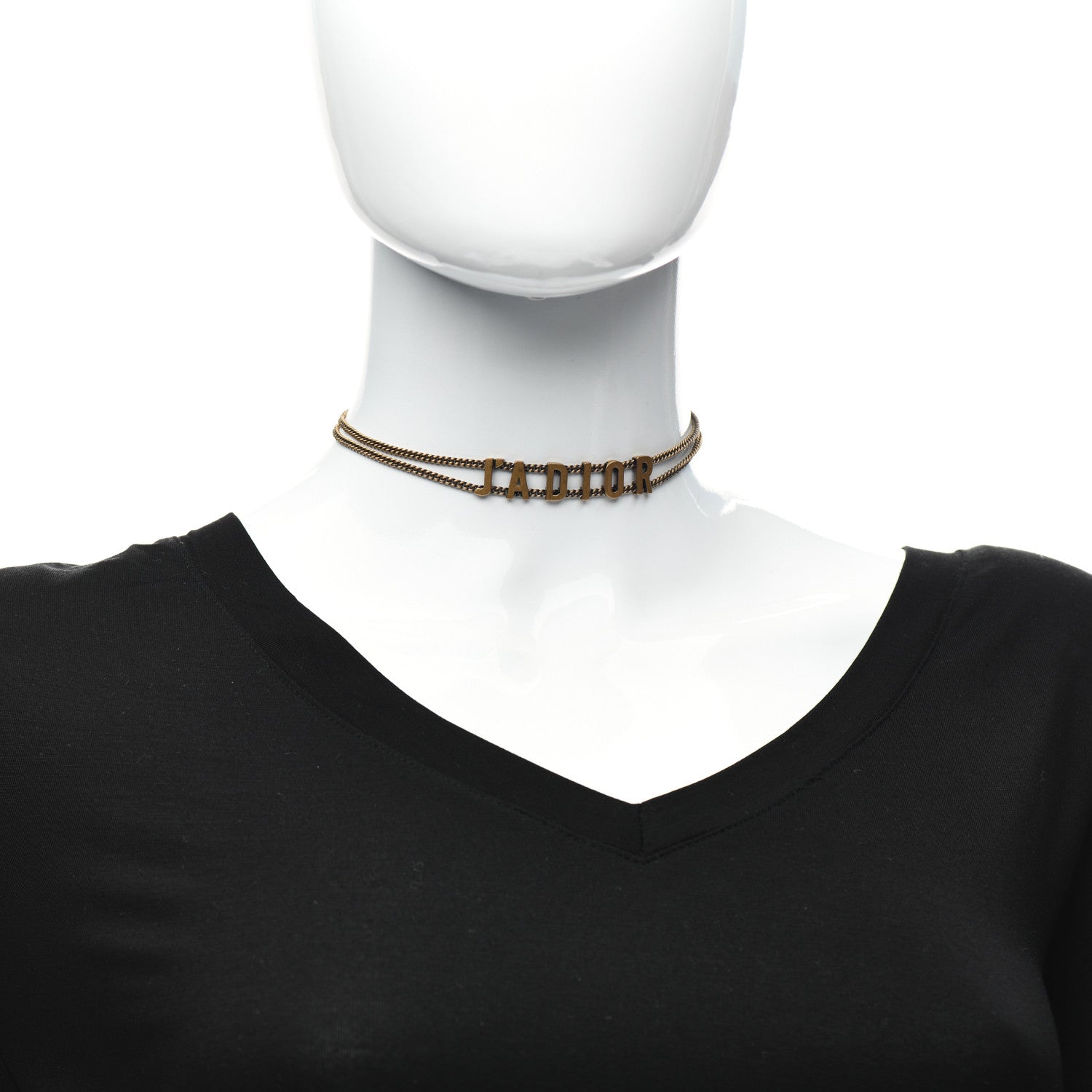 Christian Dior Metal J'Adior Choker Necklace Aged Gold 2 of 4