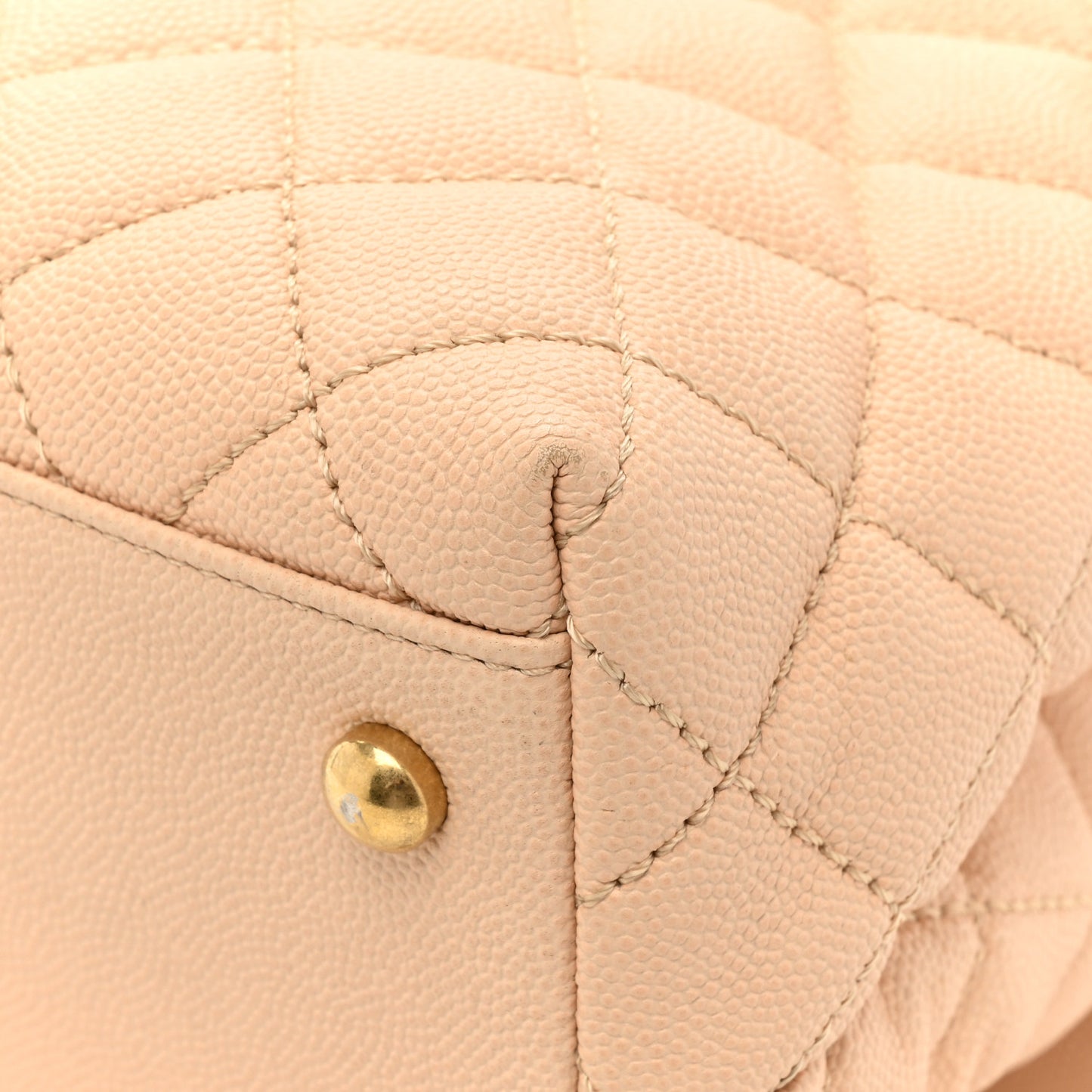 Caviar Quilted Medium Coco Handle Flap Light Beige