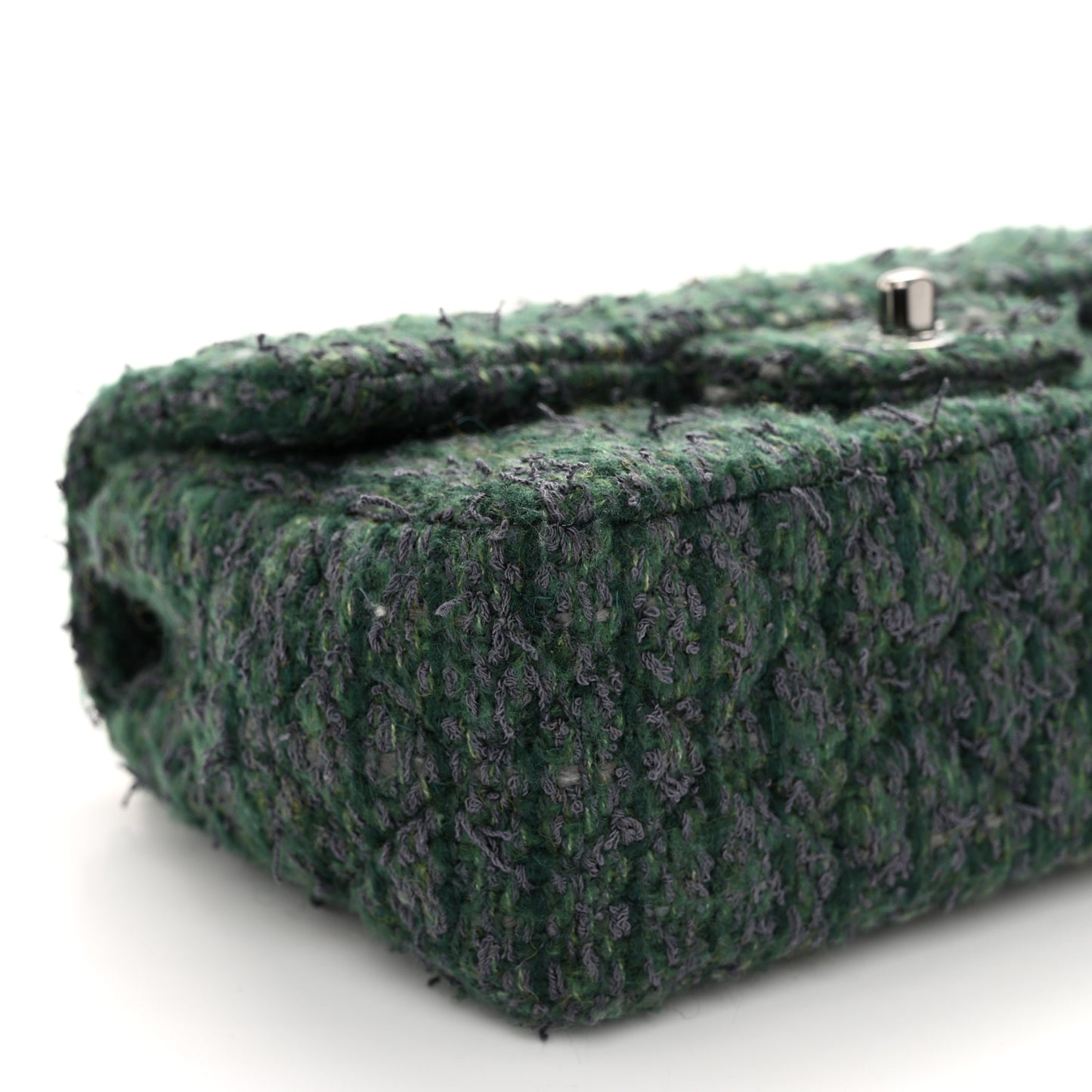 Wool Tweed Quilted Mini Rectangular Flap Green