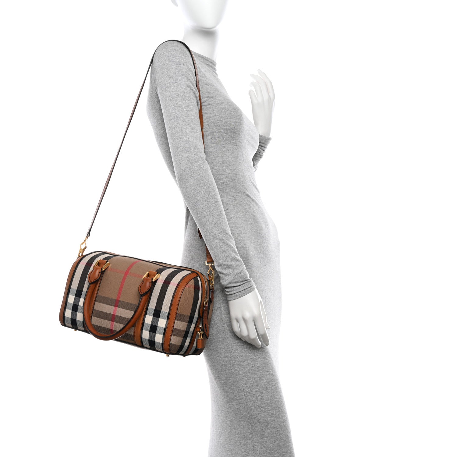 Burberry House Check Medium Alchester Bowling Bag Tan 2 of 20